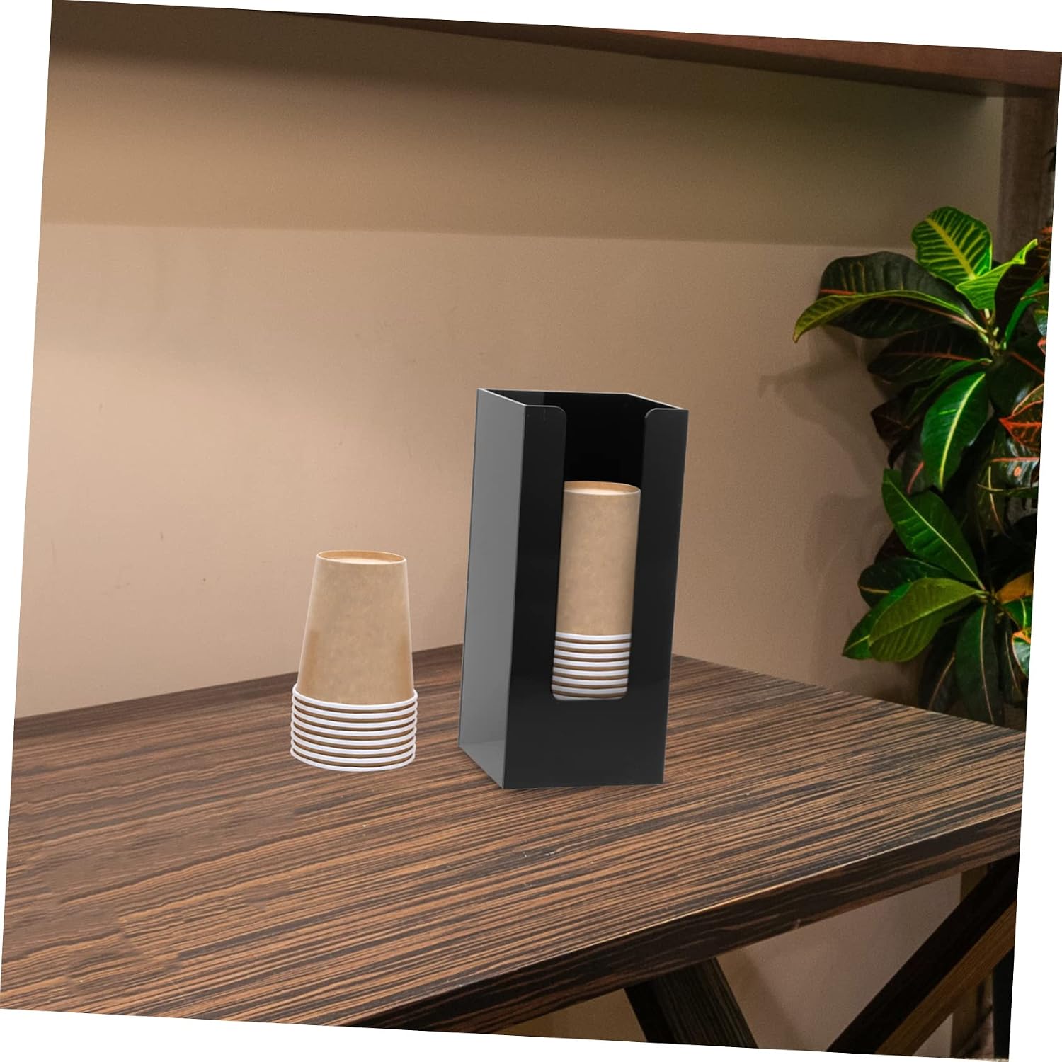 Paper Cup Organizer Rack Disposable Cup Holder Open Visual Window for Easy Access Wall-mountable Desktop Use for Office and Home Storage