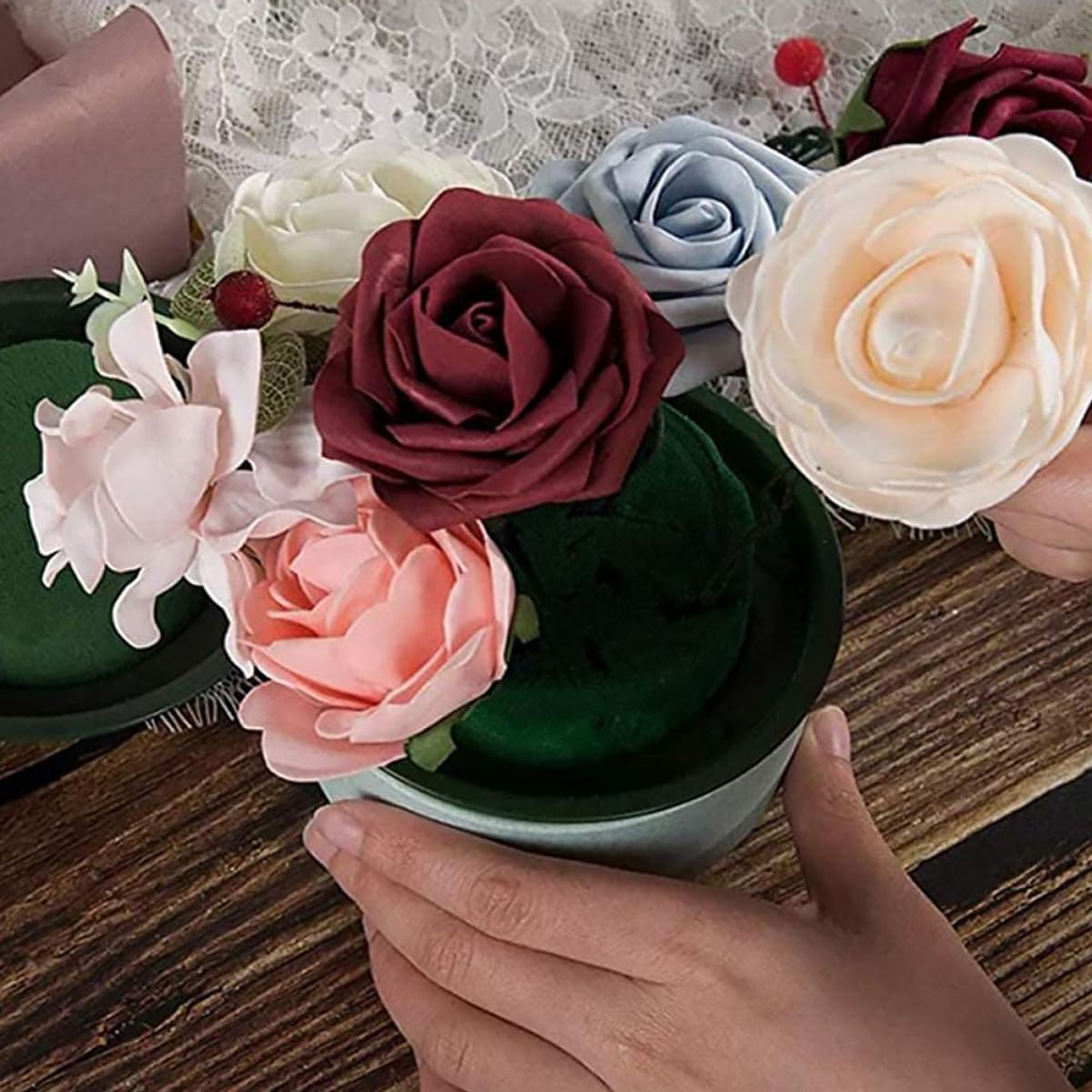 9Pcs Floral Arrangement Foams Round Green Flower Base for Bowls