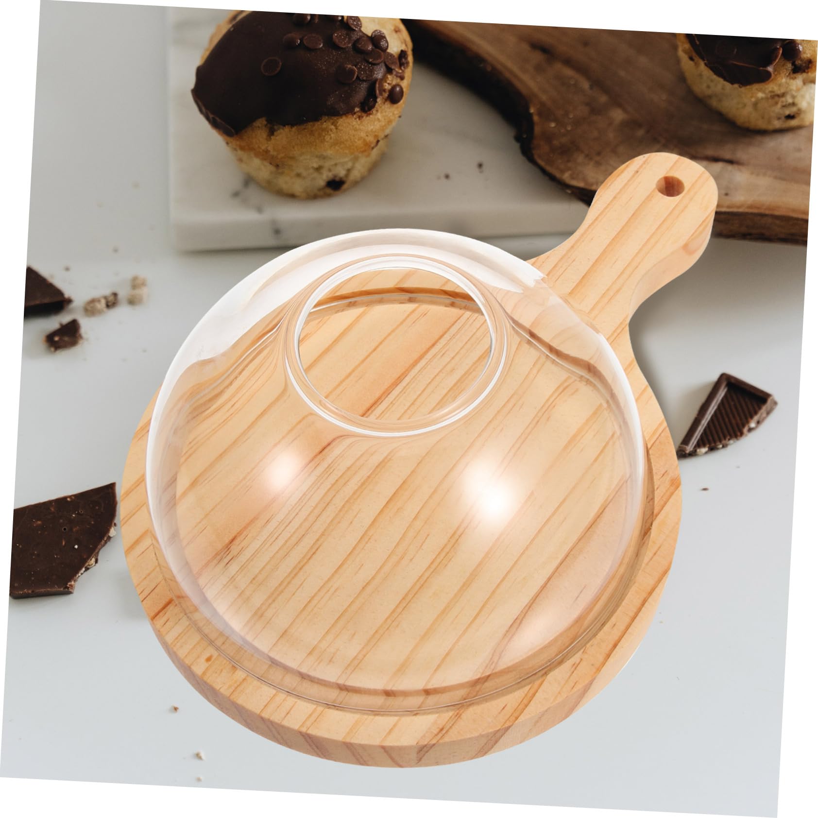 COLLBATH Cúpula Transparente para Alimentos Ahumados de Vidrio y Madera
