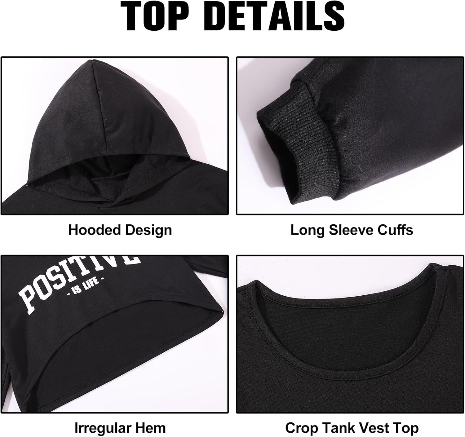 Zupora Girls 3 Piece Outfits Long Sleeve Hoodie Sweatshirt Crop Tank Sweatpants Set Athletic Sports Dance School 6-14 - Image 5