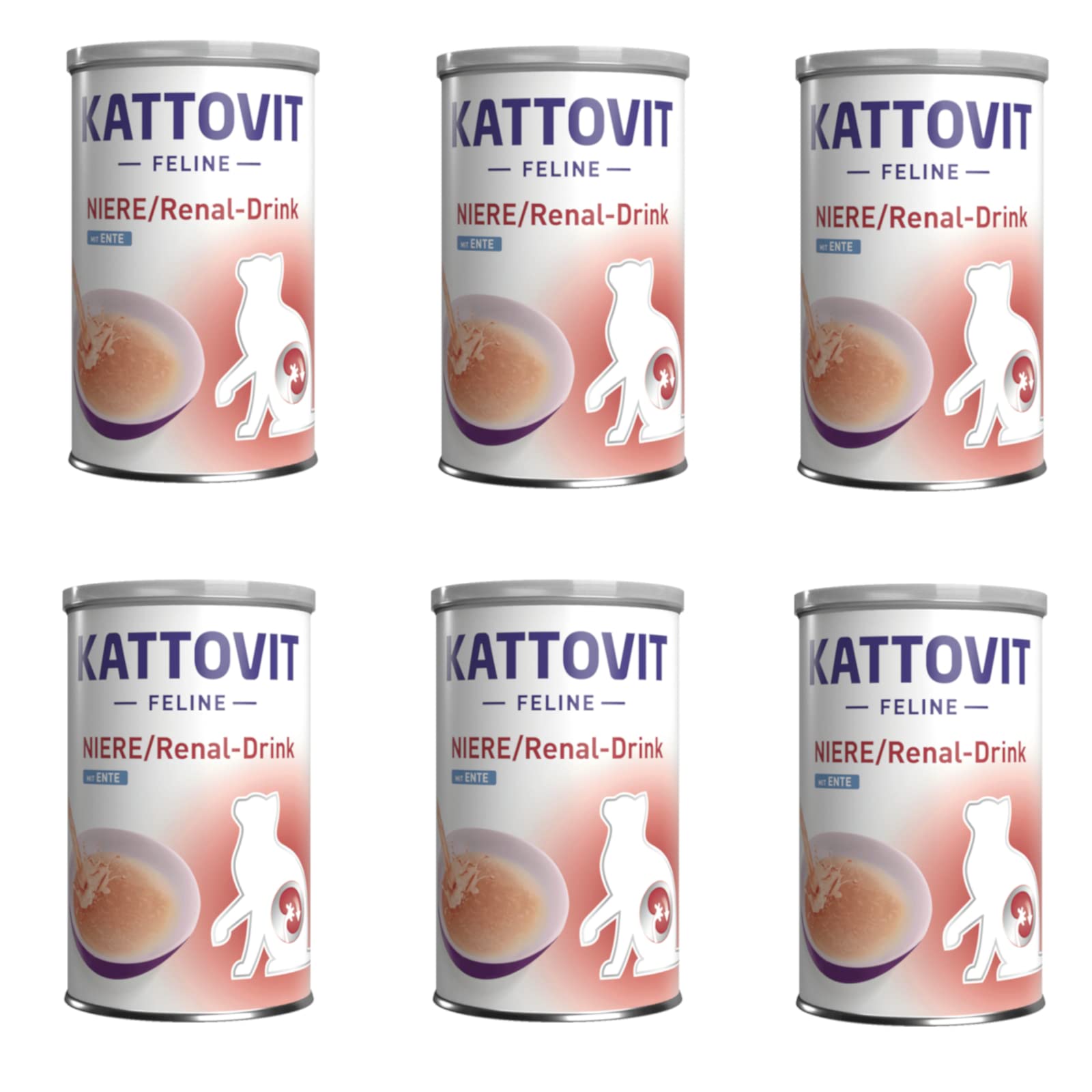 Kattovit Riñón/Renal Bebida de pollo | 6 unidades | 6 x 135 ml | Complemento alimenticio para gatos adultos | Trozos de carne con pollo | Para apoyar la función renal