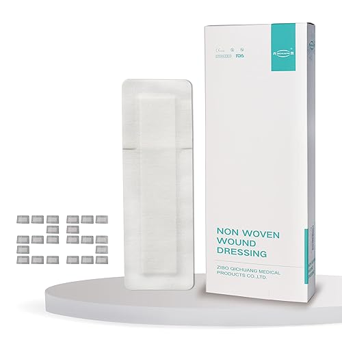 Apósitos para heridas de isla adhesiva estéril extra grandes de 4x14 pulgadas, 25 paquetes individuales, apósitos de gasa con borde no tejido, grado