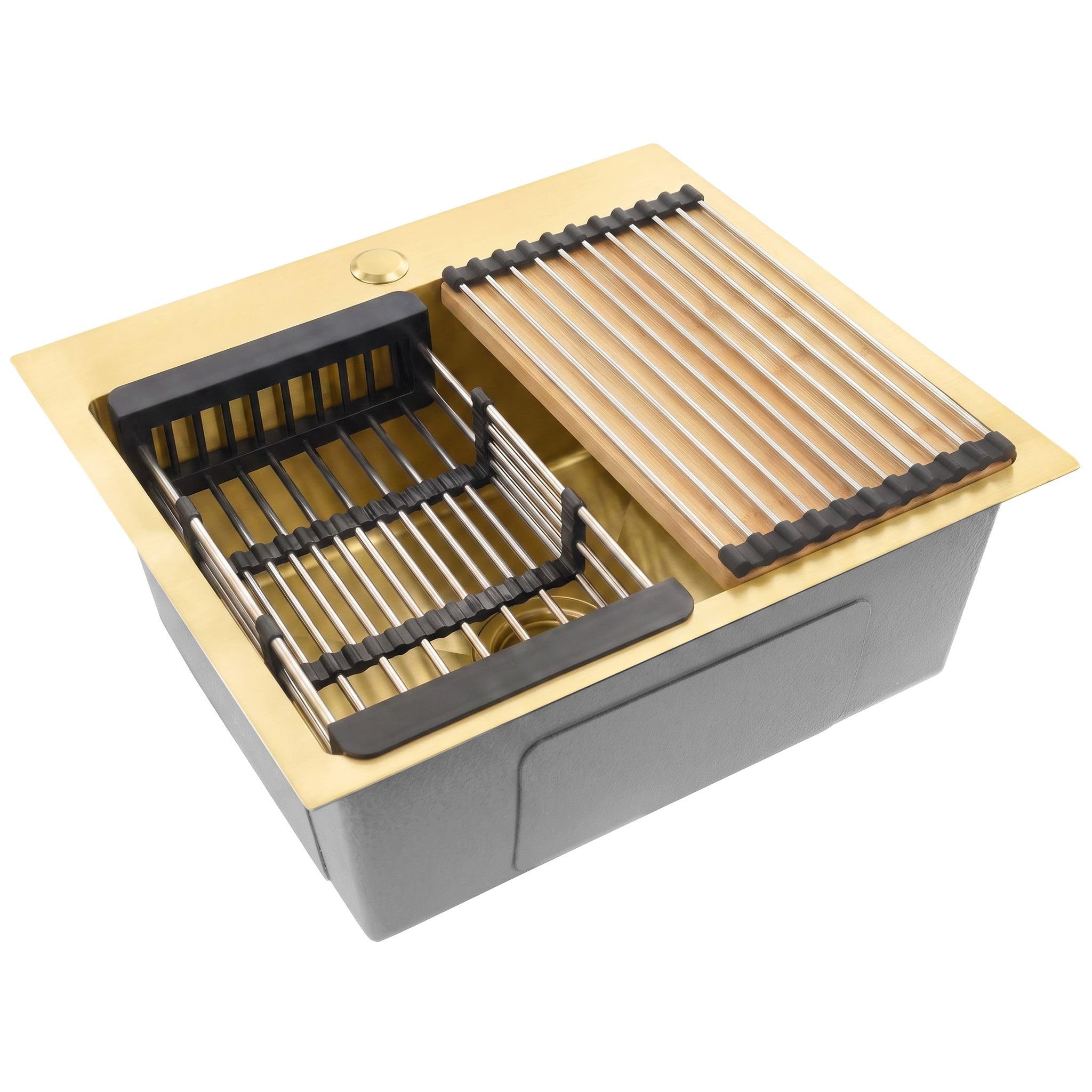Rea Brushed Gold - Sink Steel Leo 50 With Beige Accessory Set - 50 X 45 X 18.5 Cm