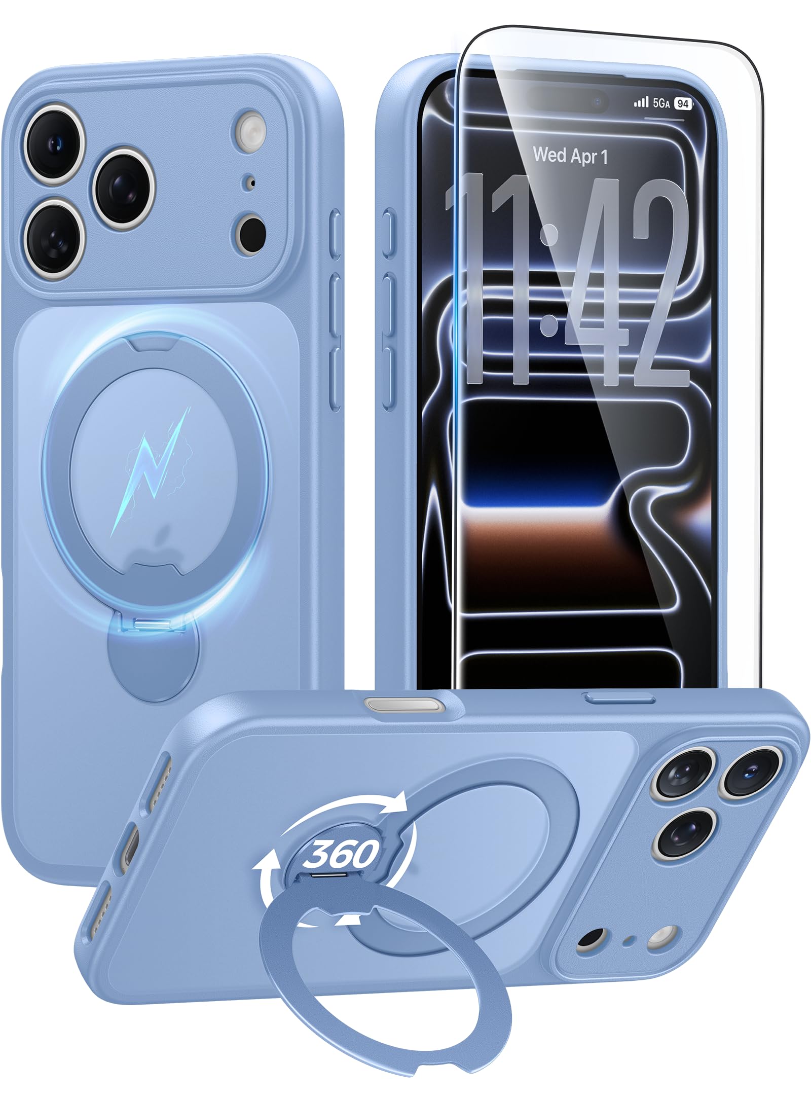 for iPhone 18 Pro Max/17 Pro Max Case with 360 Spin Magnetic Stand