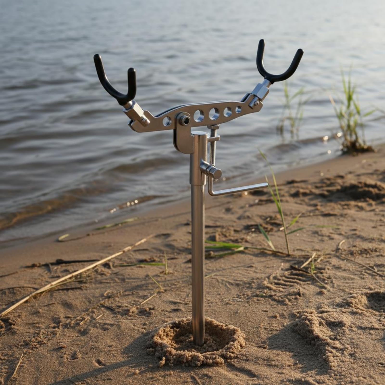 Support de Canne à Pêche Porte-Cannes Support de Tige Ajustable Structure Pliable en Acier Inoxydable Stake Pointu Adapté pour Pêche en Bord de Rivière Pique-Nique Camping