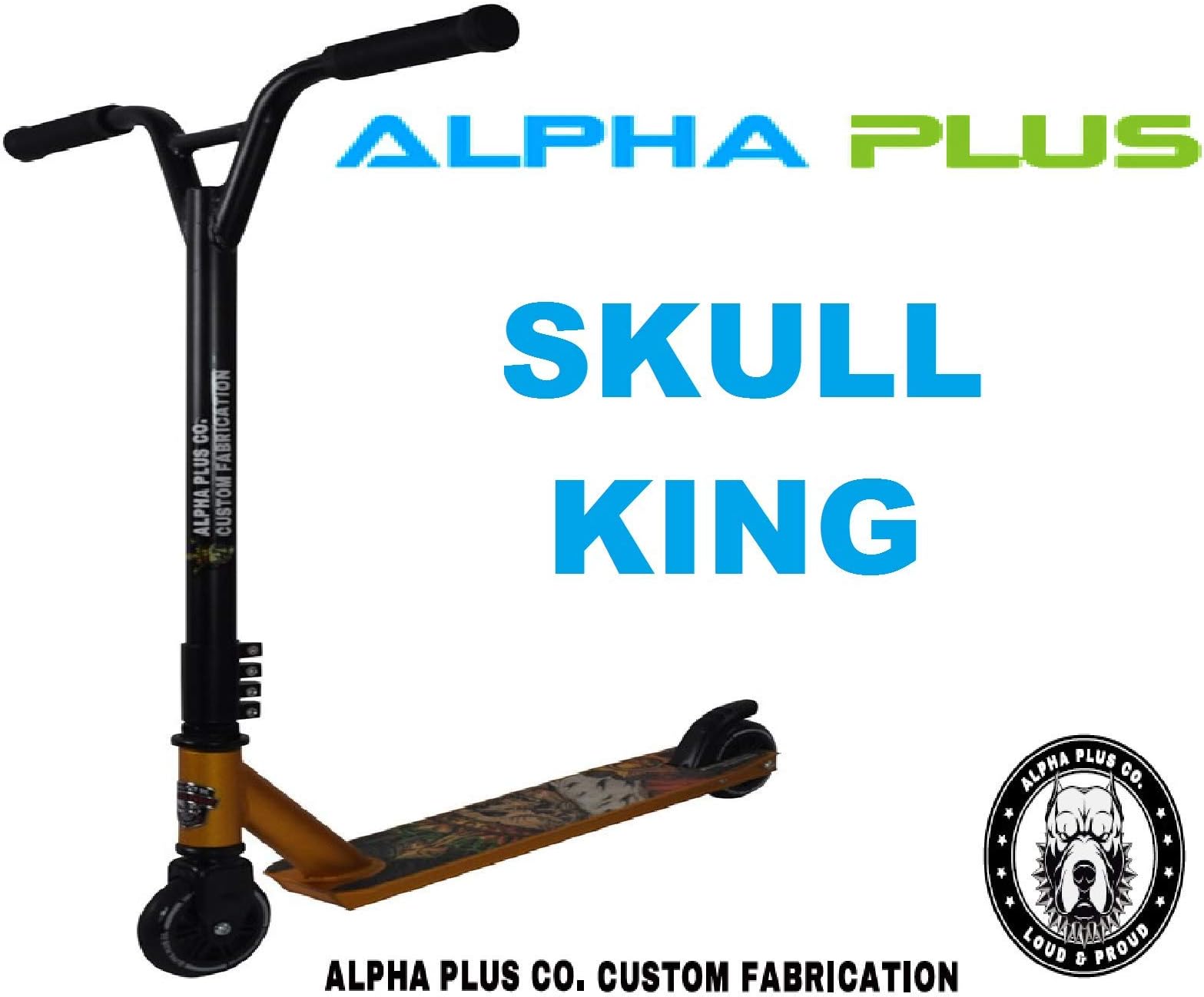 Alpha PlusStunt Scooter Skull King - Gold And Black - With ABEC-9 Bearings