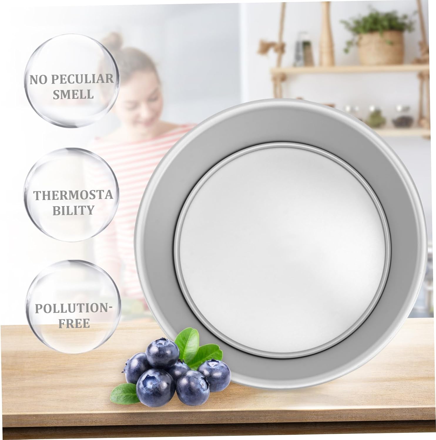 COLLBATH 8 Inch Round Cake Pan Mold Easy Release Anodized Aluminum Baking Mould for Multiple Cakes