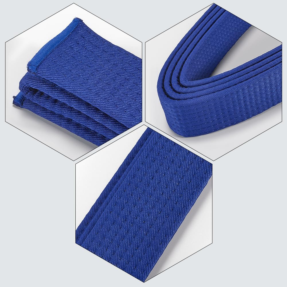 CREATCABIN Ceinture Jiu Jitsu Bleu Foncé Ceinture d'arts Martiaux en Polyester Ceinture Judo Jiu-Jitsu TKD Aïkido Ceinture Classement Uniforme Longue et Souple Ceintures d'ajustement Universel 280cm