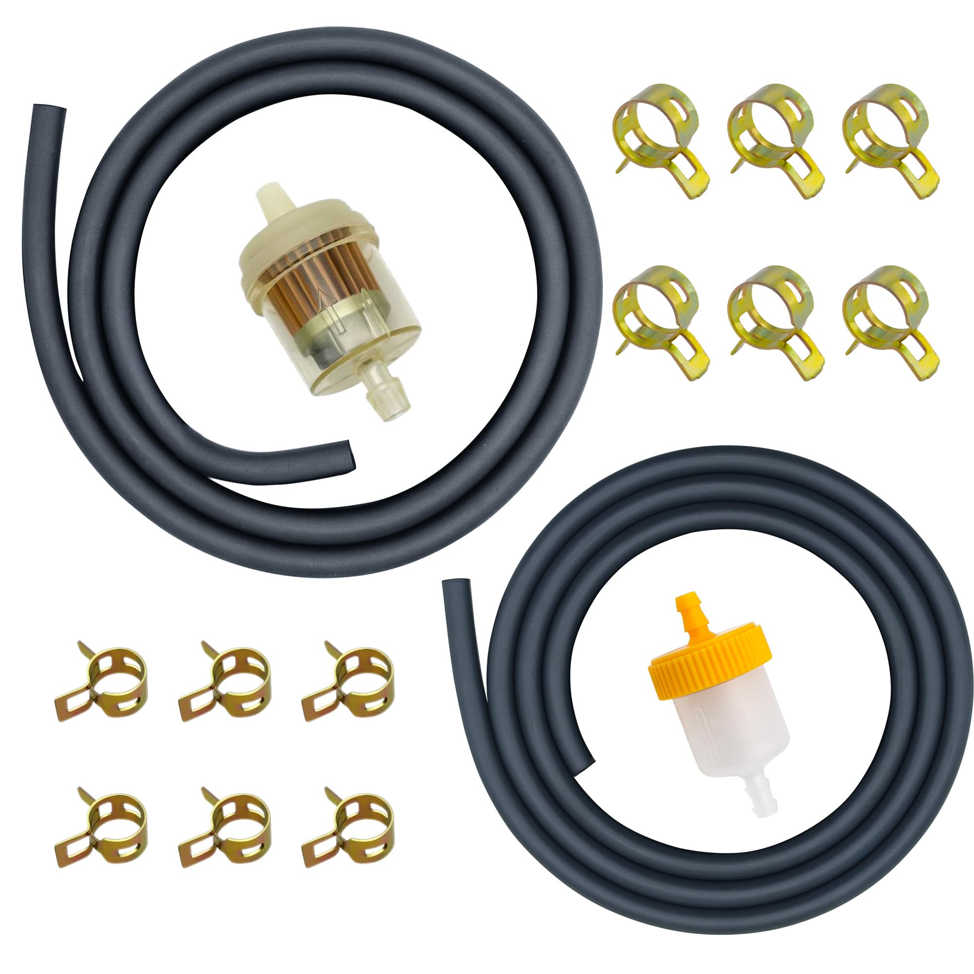 Strongthium 3/16 &amp; 1/4 Rubber Gas Fuel Line Hose Set with Filters &amp; Clamps