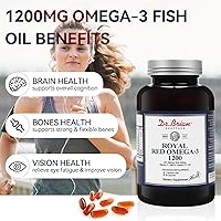 Vista 3 de Dr. Brian Royal Red Omega 3 1200, suplemento de aceite de pescado con EPA y DHA Omega3 aceite de pescado contiene vitamina D, E Omega-3 apoyo