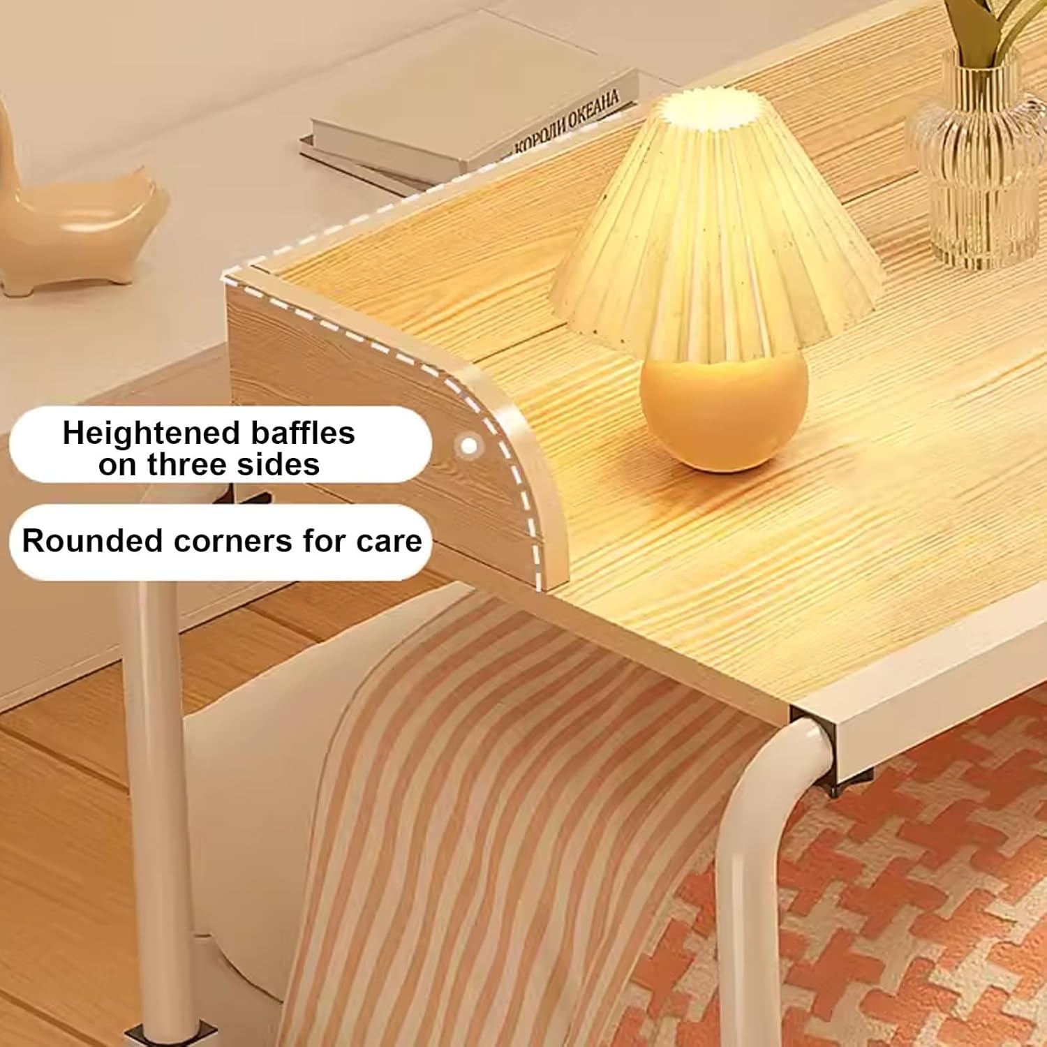 Table d'ordinateur roulante au-Dessus du lit Bureau Mobile pour lit à Hauteur réglable avec Mode « Paresseux » pour Bureau, Lit, Canapé, Hôpital, Lecture,N(Color:Noir)