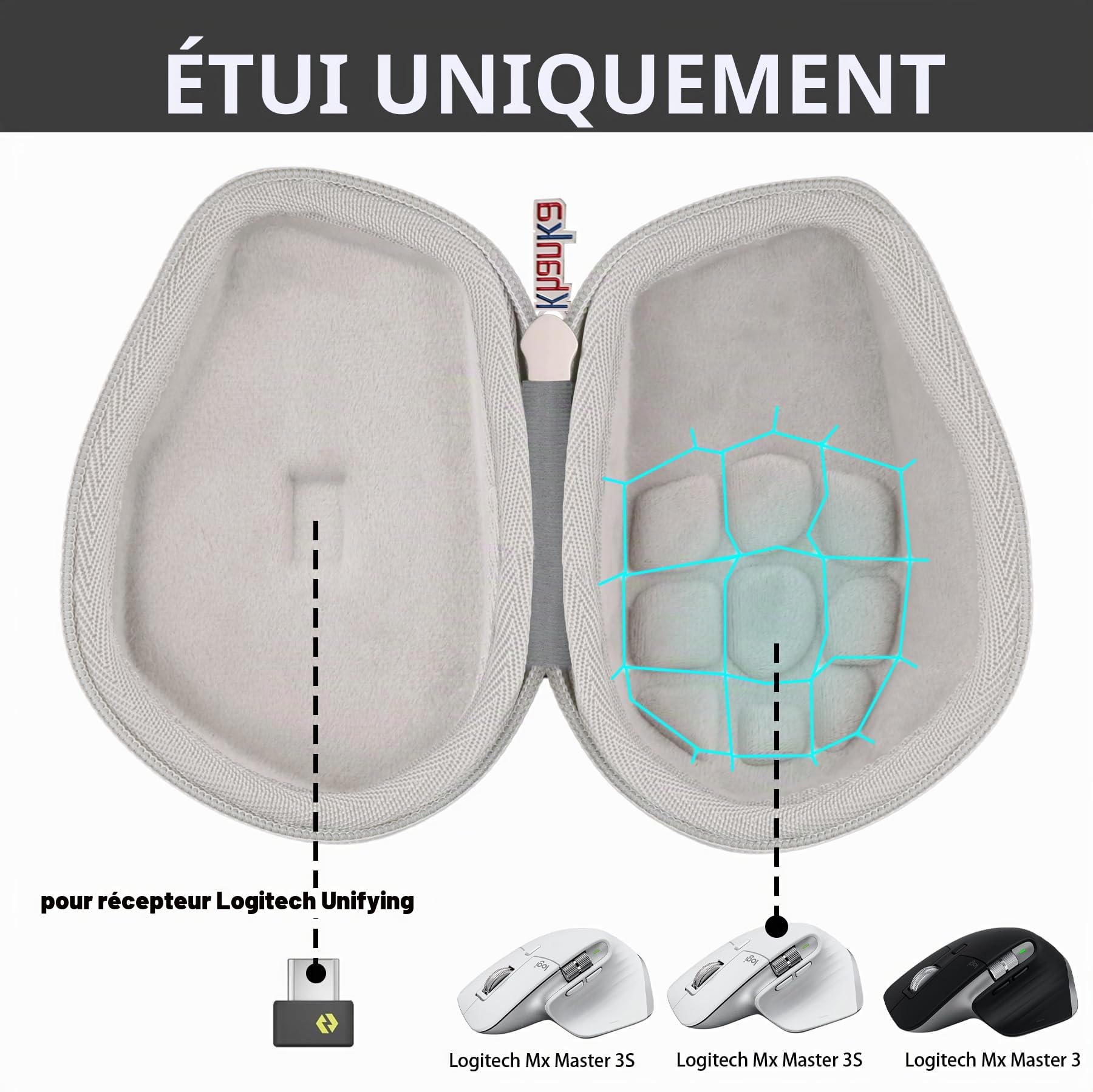 Khanka Étui pour Logitech MX Master 4/Master 3S/Master 3 Souris sans Fil,Housse Rigide de Transport avec Poignée,Étui Seulement (Gris)