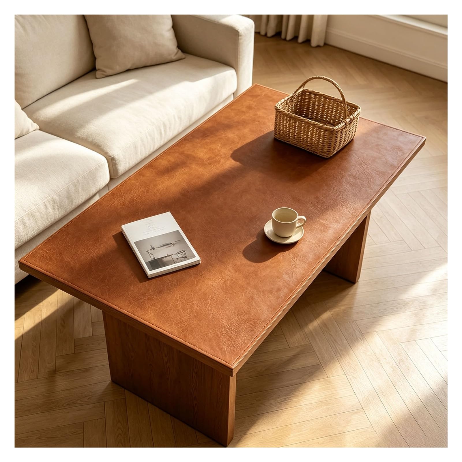 Nattes Table Similicuir, 2mm épais imperméables Anti-Chaleur, sous-Main | Sets de Table Vintage Antidérapants, Résistants à la Chaleur pour Salle à Manger & Café(Light brown,27.6x47.2in/70x120cm)