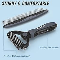 Vista 6 de Cepillo de Aseo para Mascotas y Peine de Metal Combo, Cepillo para Gatos Cepillo para Perros para Muda de Pelo, Rastrillo de Subpelo para Aseo