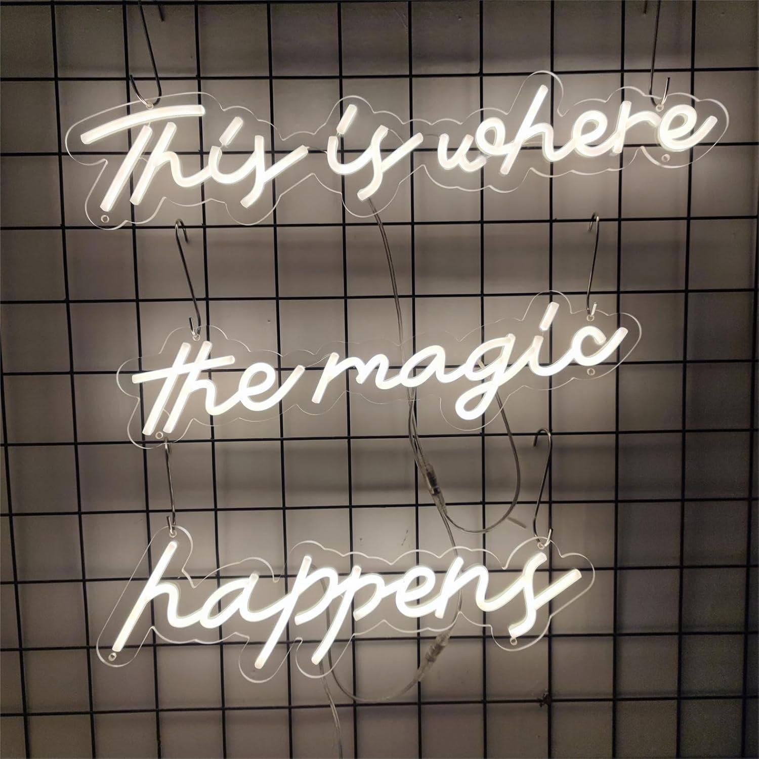 This is Where the Magic Happens Neon Sign for Wall Decor,Led Signs,Neon Lights for Bar Pub Christmas,Bedroom Wall Decor Cute Neon Signs Engagement Birthday Wedding Party Size:75 * 43cm