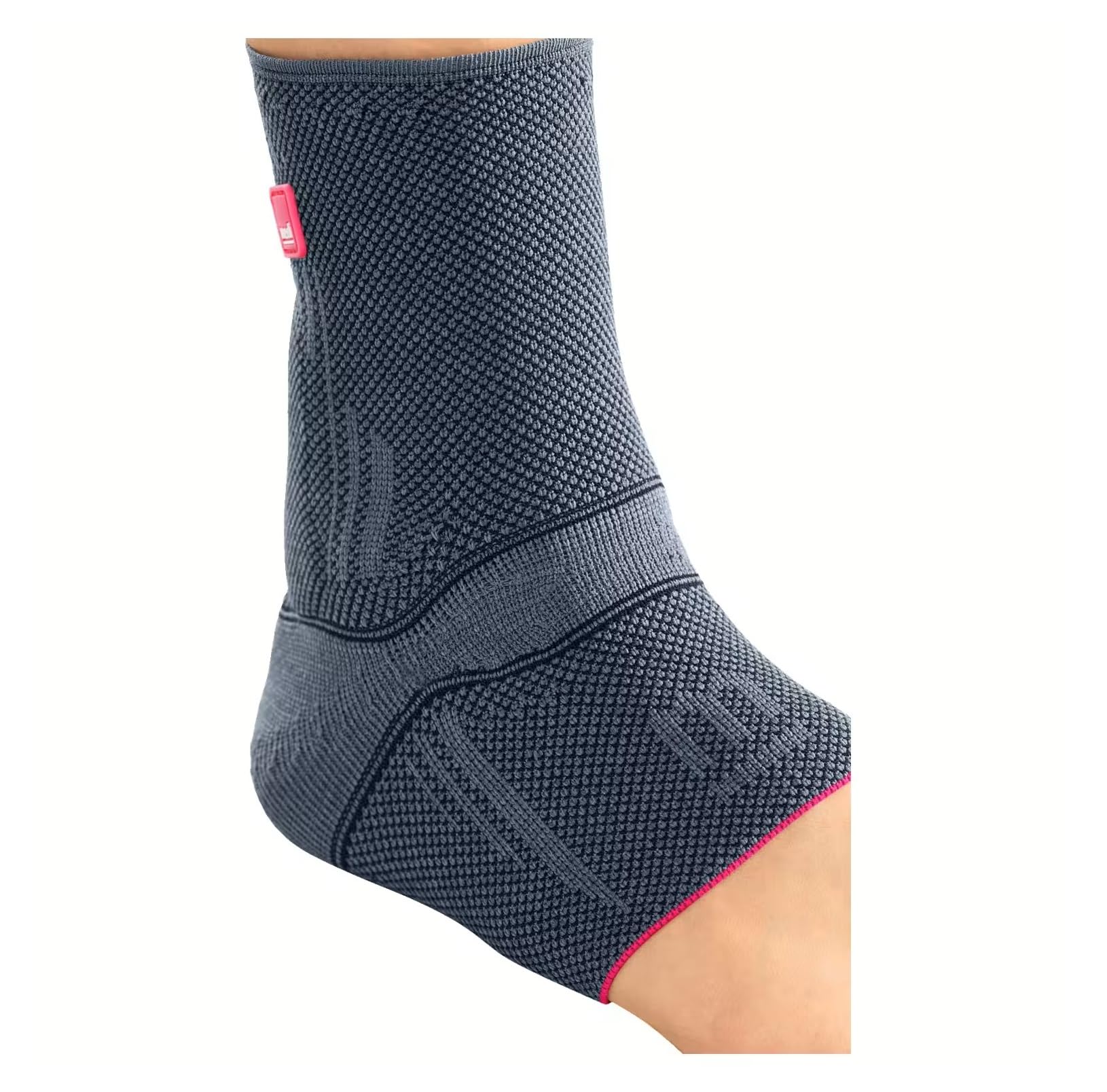 medi Levamed - Tobillera unisex para estabilización de tobillo, doble cara, de punto cómodo con zona de alivio, color plata, talla V