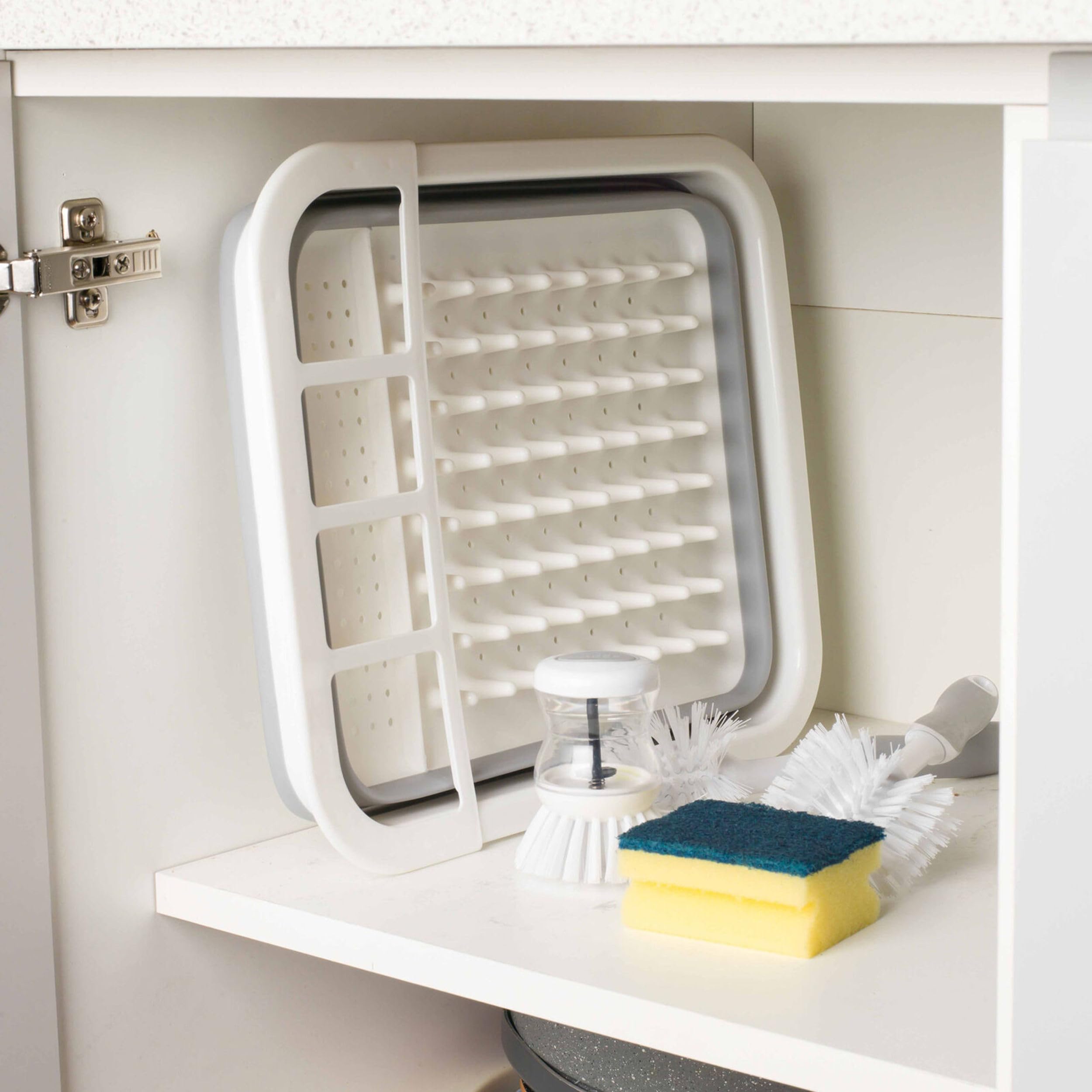Beldray LA031051 Escurreplatos plegable - con separador de cubiertos, perfecto para propietarios de viviendas o acampadas, resistente a roturas, Fácil de ocultar, gris