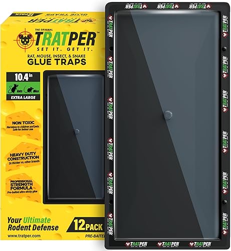 TRATPER - Trampas de pegamento para ratones, ratas, serpientes, lagartos, insectos. 12 unidades. Adhesivo pre-atraído de fuerza extra. Bandeja de