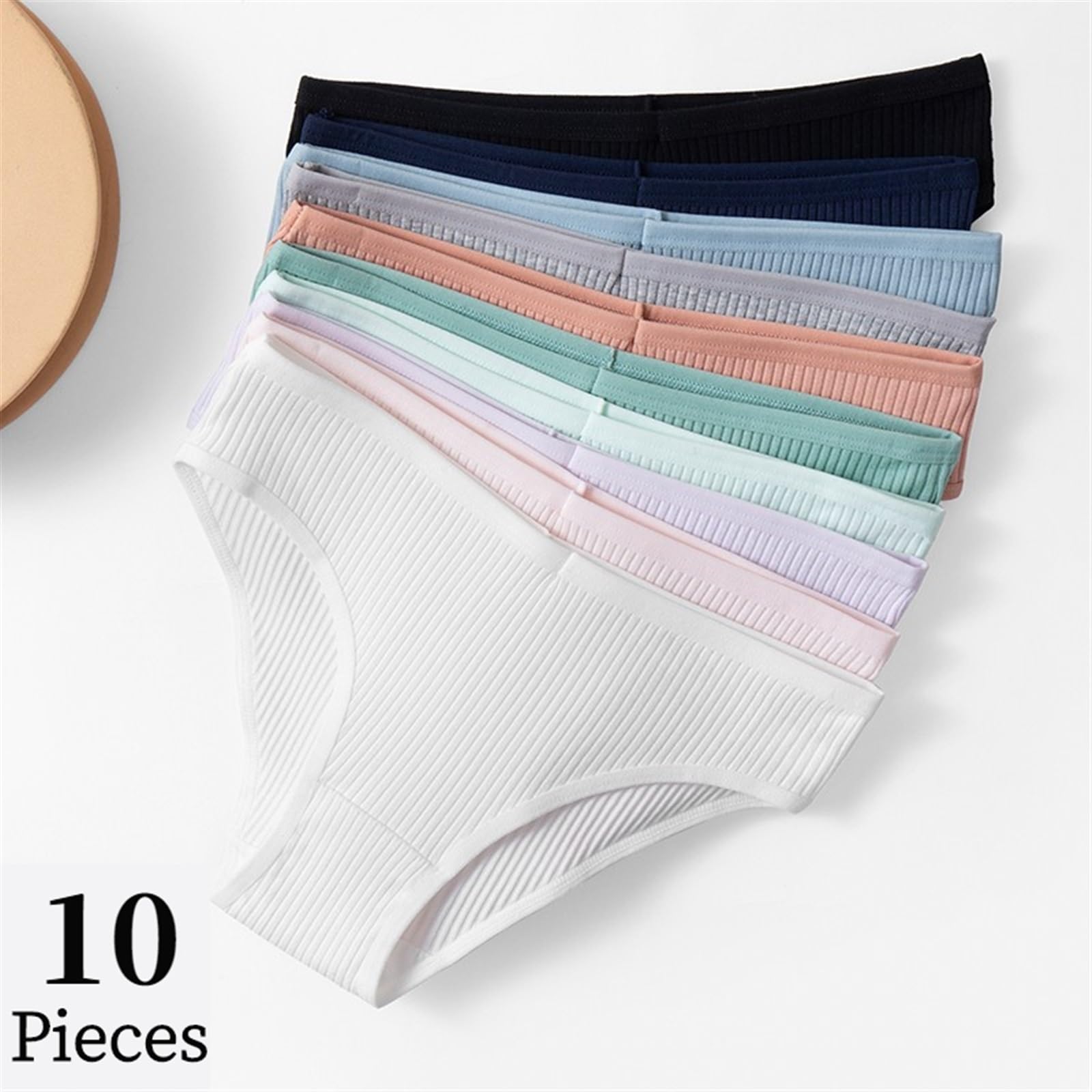 Majtki po kolana 10 sztuk/zestaw majtki damskie seksowna bielizna przewiewna wygodna bielizna bawełniane figi w paski modne przytulne kalesony sprzedaż (Color : Set 9, Size : X-Large)