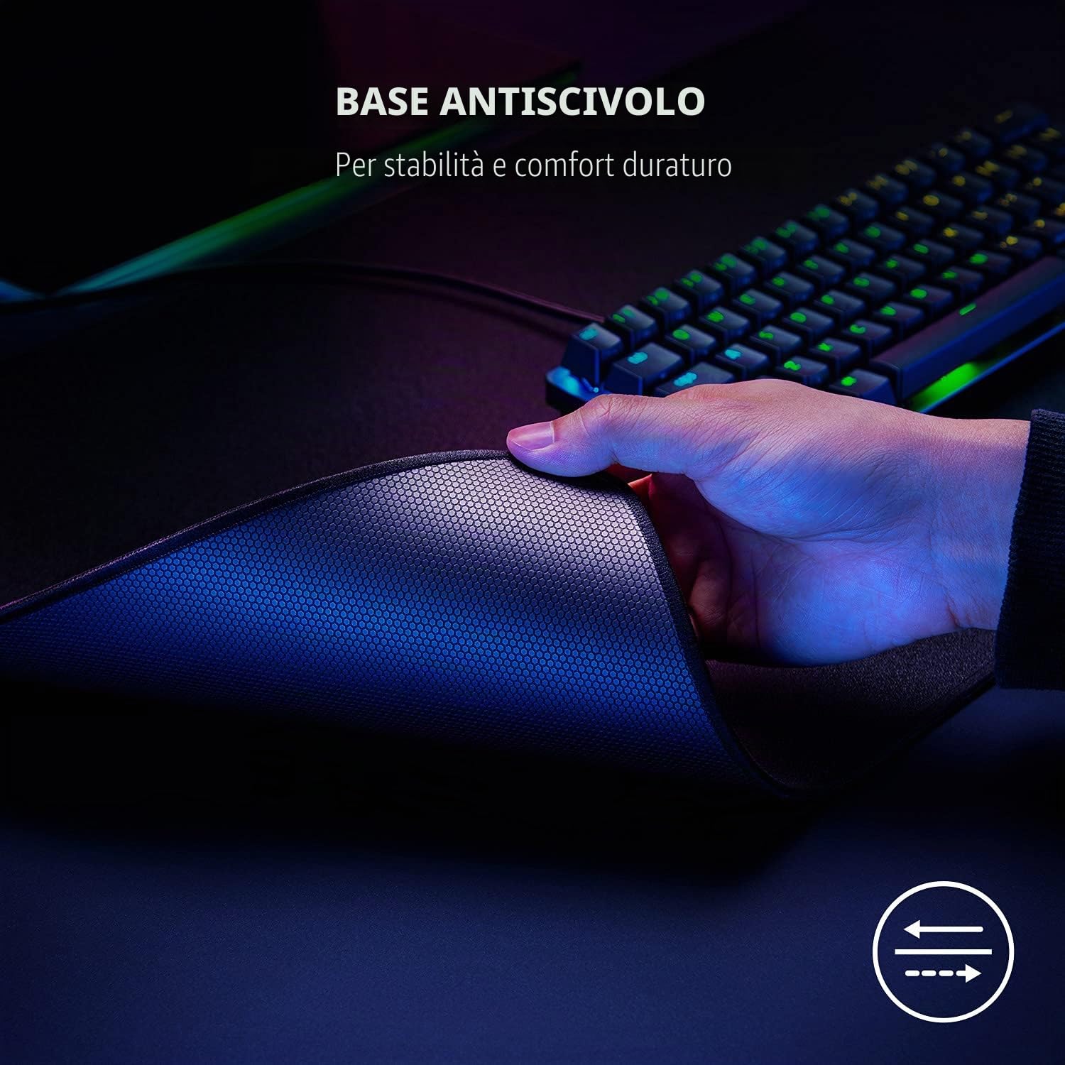 Razer Strider - Tappetino per mouse ibrido con base morbida e scorrimento liscio, superficie scorrevole stabile, base antiscivolo, arrotolabile, bordi cuciti anti-sfilacciamento, impermeabile, XXL