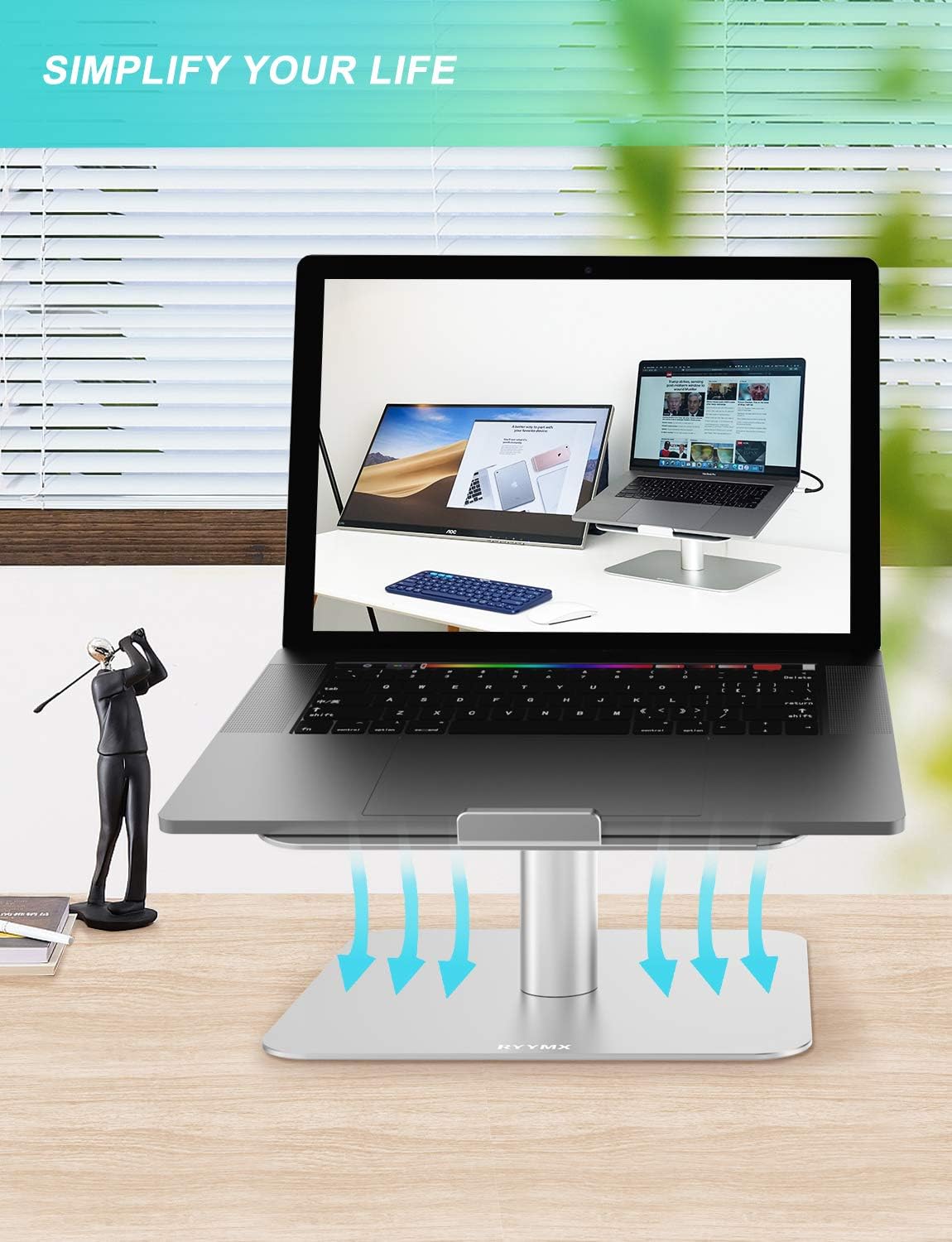 Cheap Laptop Stand for Desk - RYYMX Notebook Stand : 360-Rotating Laptop Holder Compatible with 10 to 17 inch Apple MacBook Pro, Air, Dell XPS, HP, Samsung, Acer, Surface and Other Notebooks