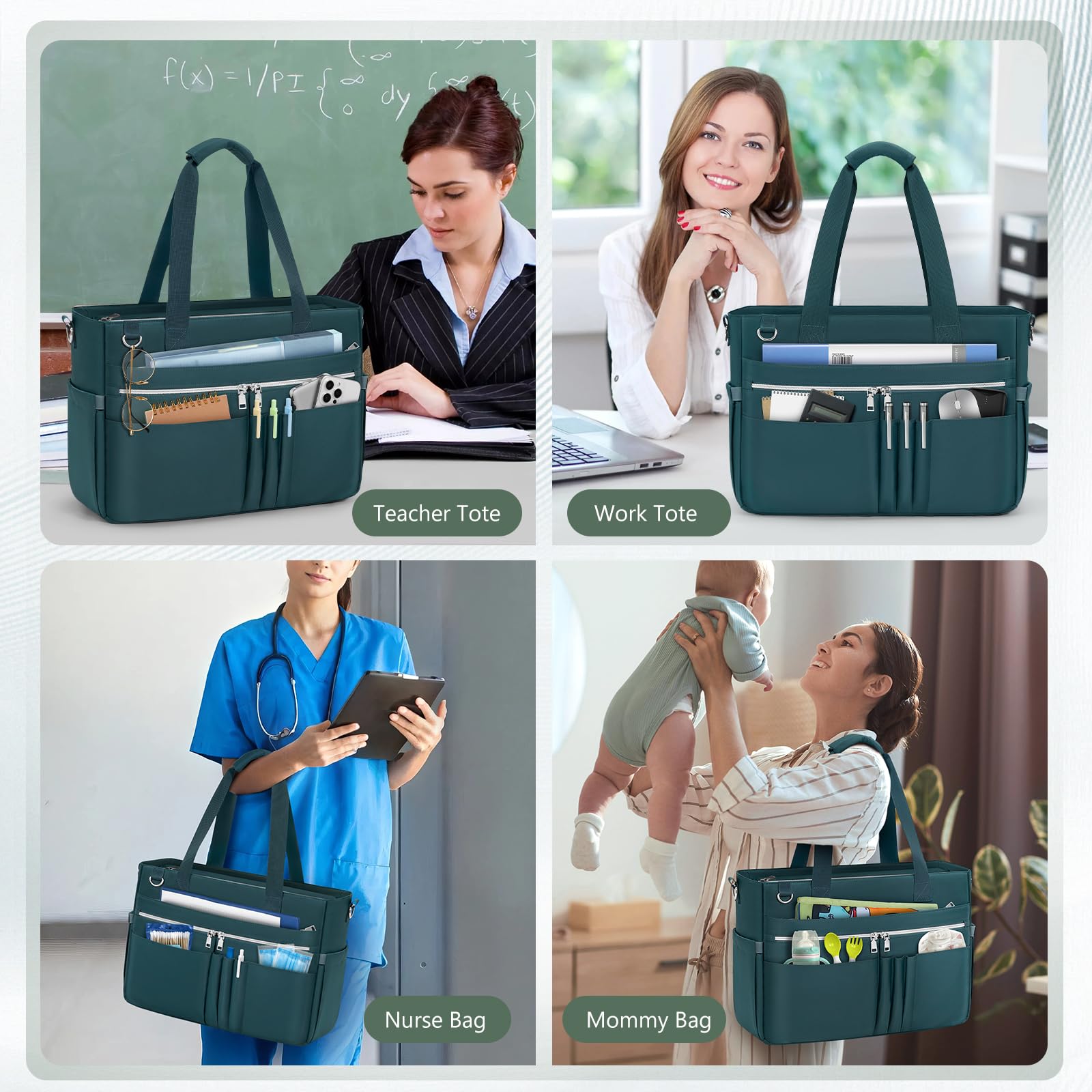 RAINSMORE Torby Damskie z Nylonu Torby na Laptopa 15,6 inch Duża Wodoodporna Torba Nauczycielska do Pracy Podróży na Uczelnię Do Codziennego Użytku