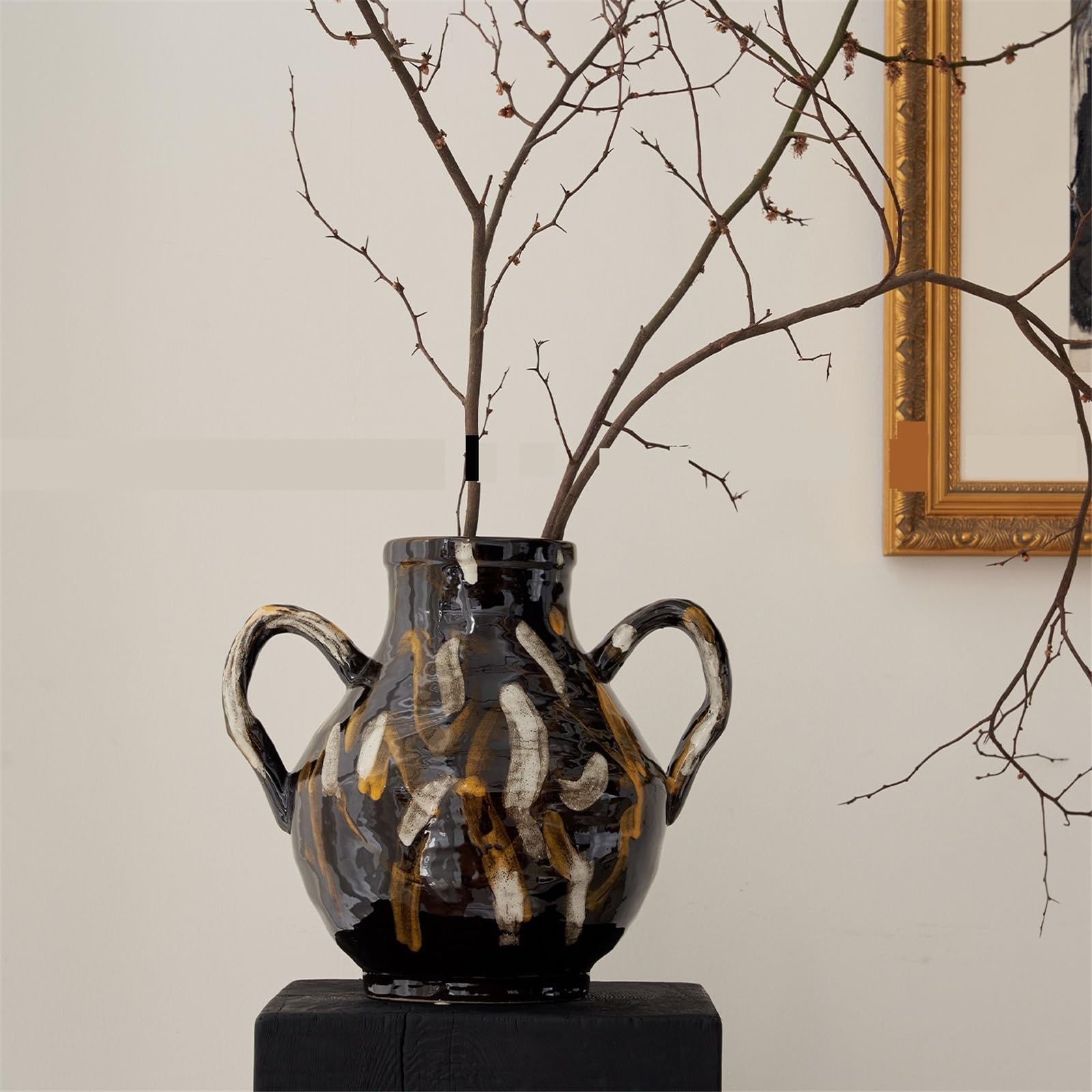 Blumenvase Vintage-Design, Wohnzimmer, Tischplatte, Kunstkeramik, Vase, Heimdekoration, Ornament