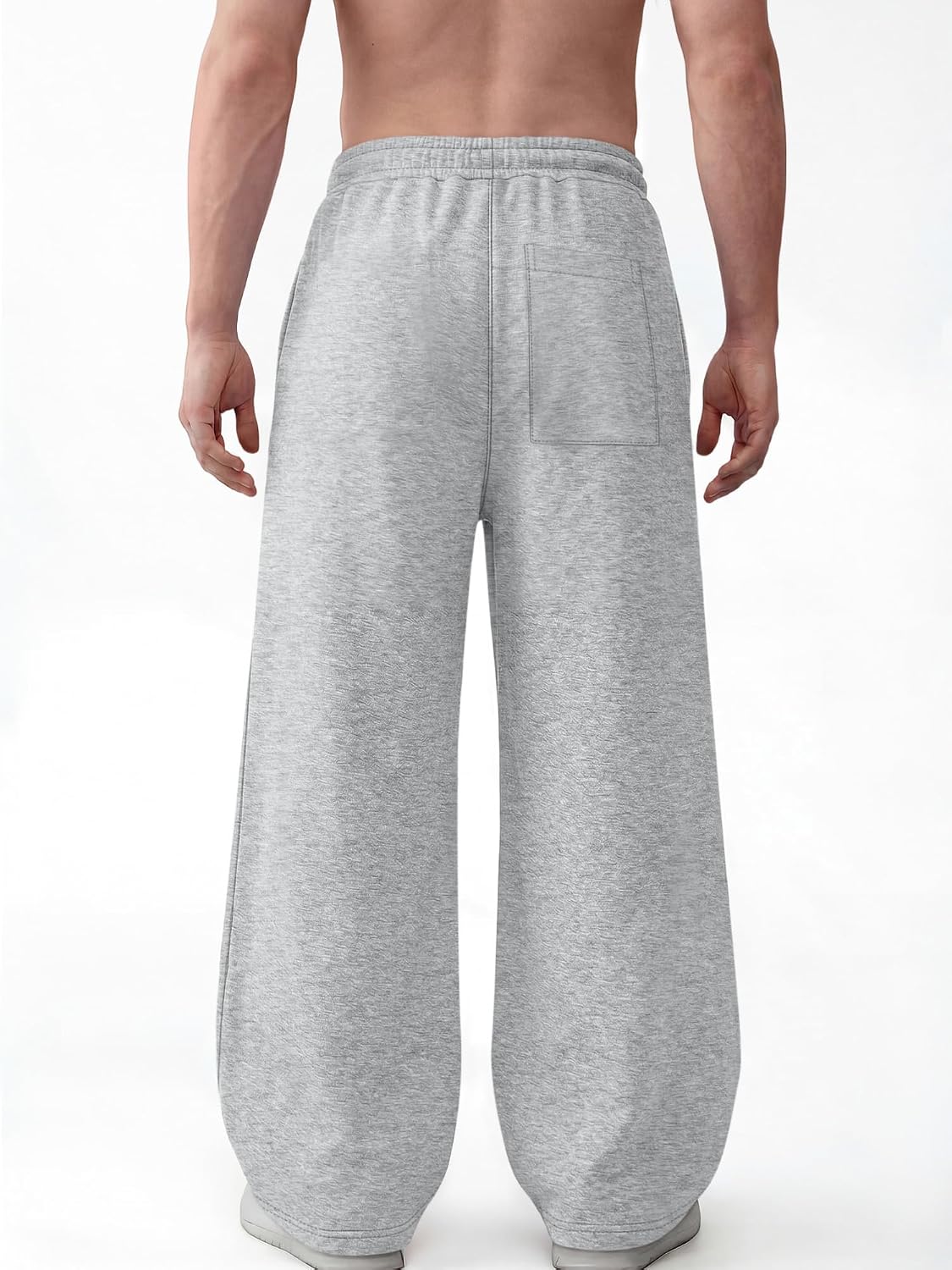 Men's Baggy Sweatpants Wide Leg Elastic Waist Adjustable Drawstring Track Loose Floor-Length 3 Pockets Pants image 2