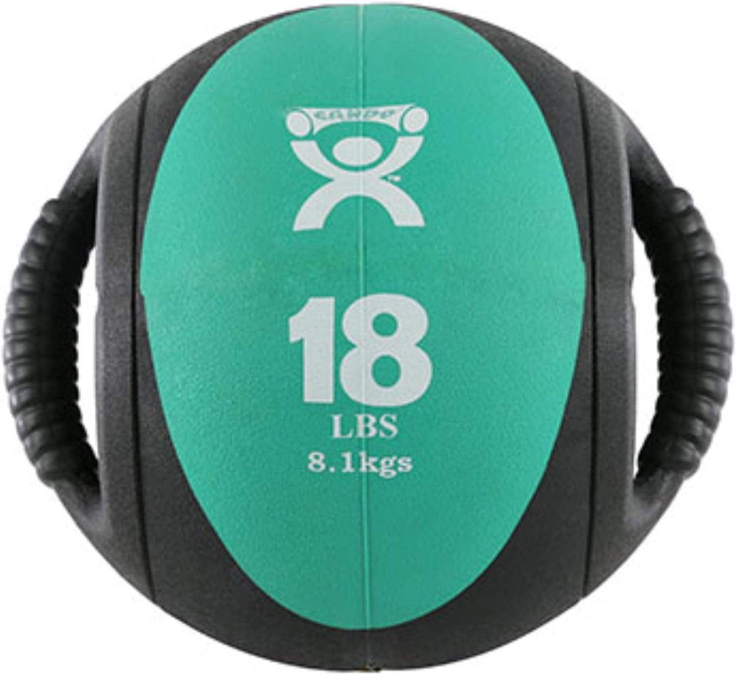 CanDo Dual-Handle Medicine Ball - 9" Diameter - Green - 18 lb