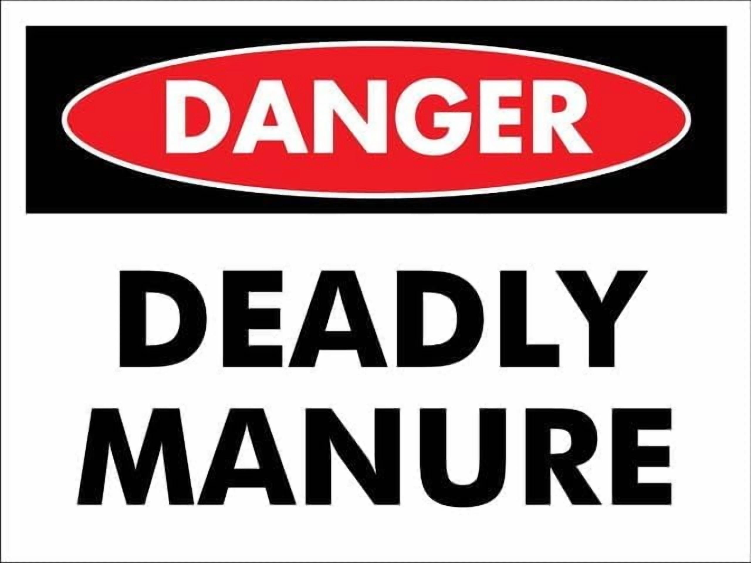 (2-Pack) Metal Tin Sign Danger Deadly Manure Sign Home Kitchen Farm Garden Garage Wall Decor 12X8 Inch