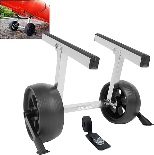CANALHOUT Carro ligero de acero inoxidable 304 ruedas planas clasificación de peso de 220 libras correa de hebilla de metal ajustable para kayak y