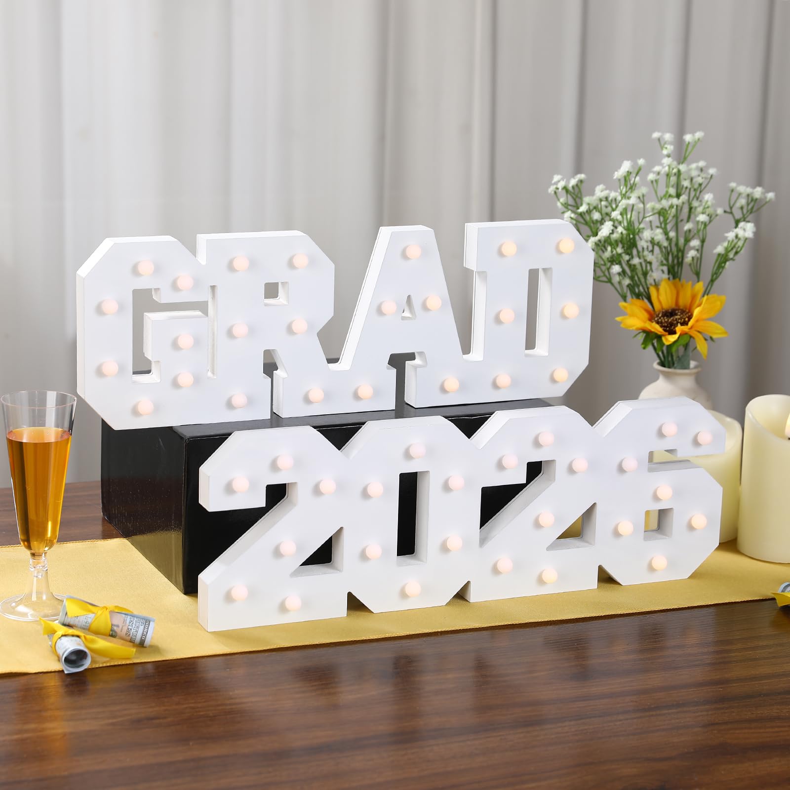 2026 Graduation Decorations- Light Up Letters "GRAD 2026" Class of 2026 Graduation Party Decorations Sign-Ornaments for Class of 2026 Preschool High School College Table Centerpieces Decor Party Supplies - 2