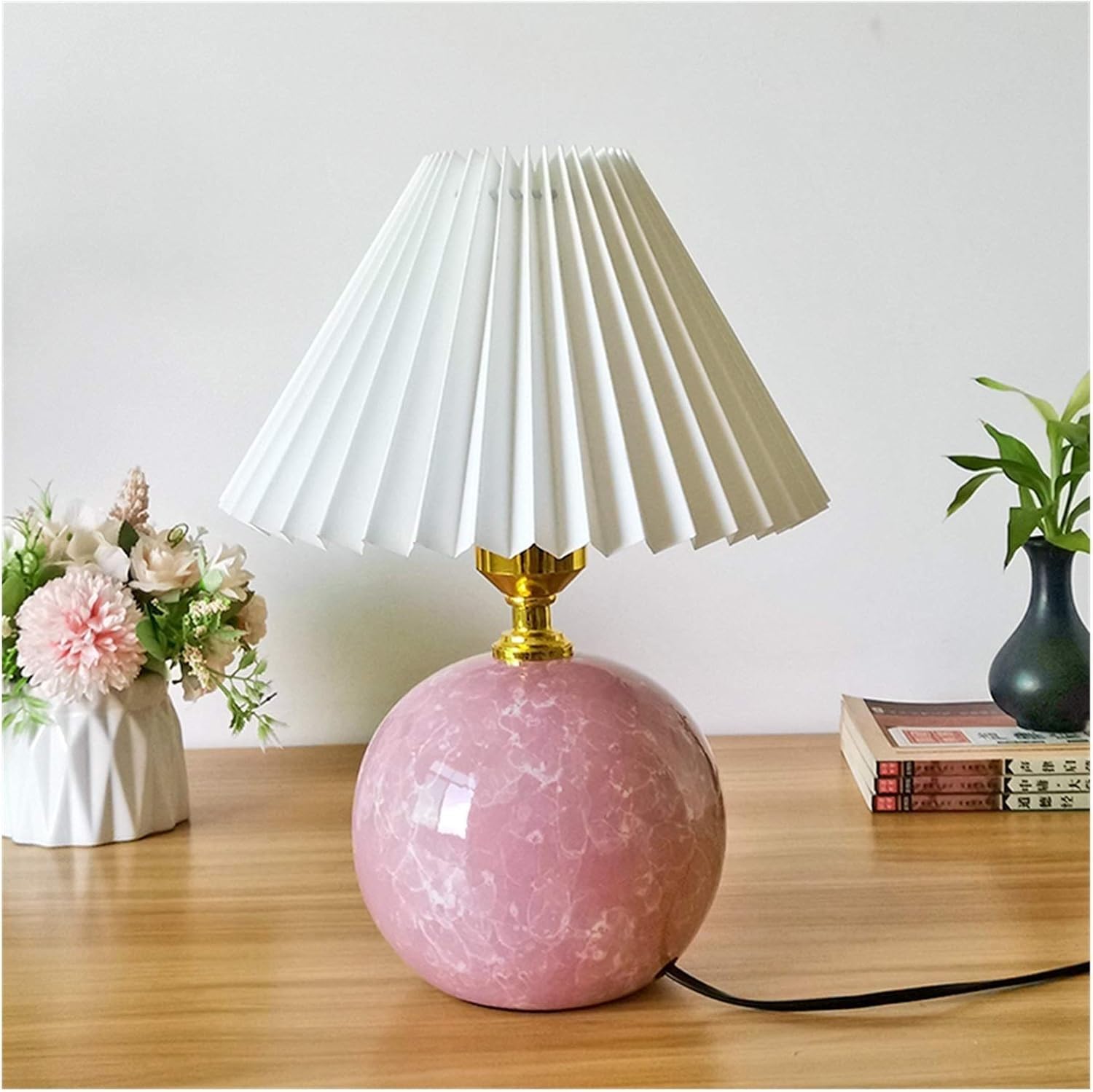 DFAEEKIYO Bedside Table Lamp Ceramic Bedroom Cute Children's Room Nordic Pastoral Farmhouse Desk Lamps(1)