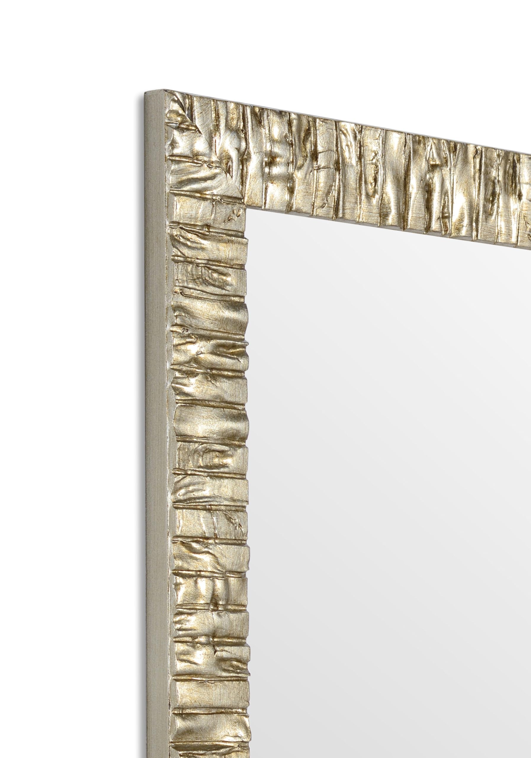 MO.WA Miroir Mural Long Moderne, Miroir Mural 55x145 Cadre Bois Argent Antique, fabriqué en Italie, Grand Miroir Pleine Longueur