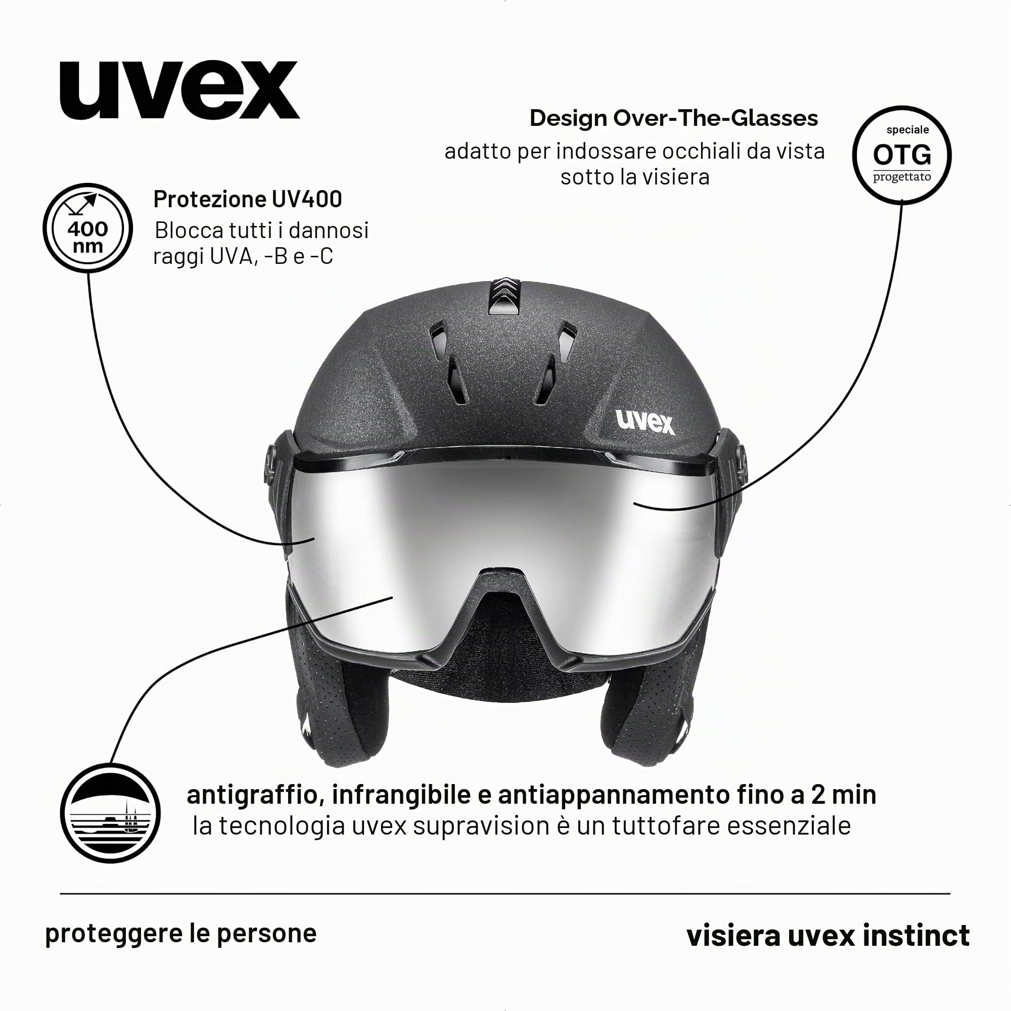 Uvex Instinct Visor - Casco visiera unisex con livello di protezione S2
