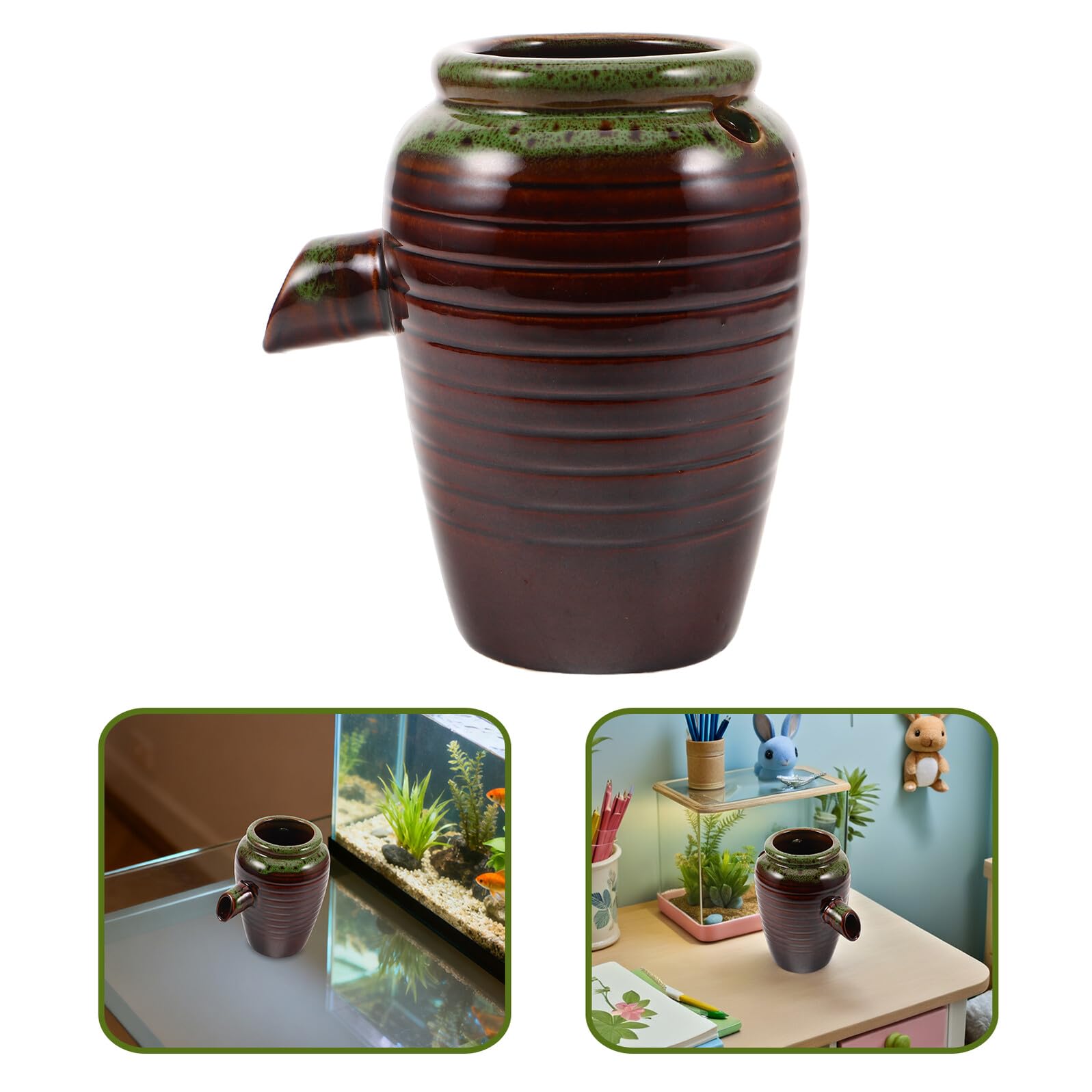 Ceramiczny Dzbanek Do Fontanny Ogrodowej z Cyrkulacją Wody Naturalny Wodospad i Ozdoba Do Akwarium Oraz Oczka Wodnego Mały Ceramiczny Pojemnik Filtrujący