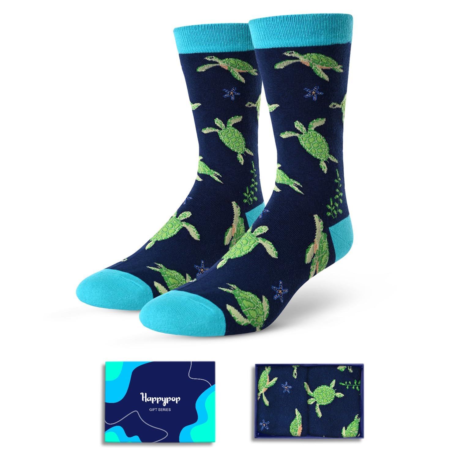 HAPPYPOP Sea Turtle Gifts for Men - Funny Frog Socks Octopus Gifts, Ocean Animal Socks