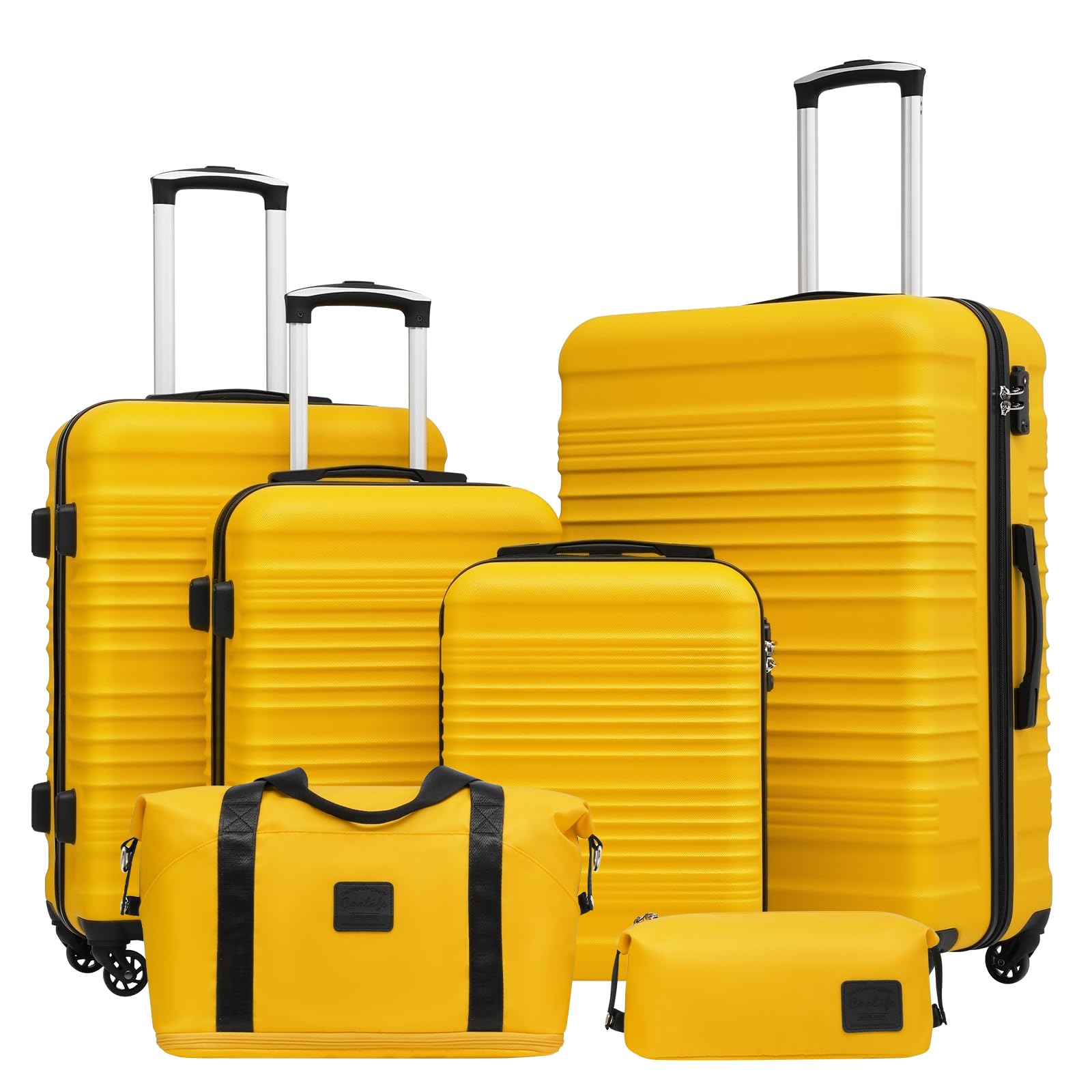 COOLIFE Koffer-Set Trolley Koffer ABS Hartschale Reisekoffer 4 Rollen TSA-Schloss einziehbarer Trolley Der Koffer Enthält 1 Reisetasche und 1 Kulturbeutel