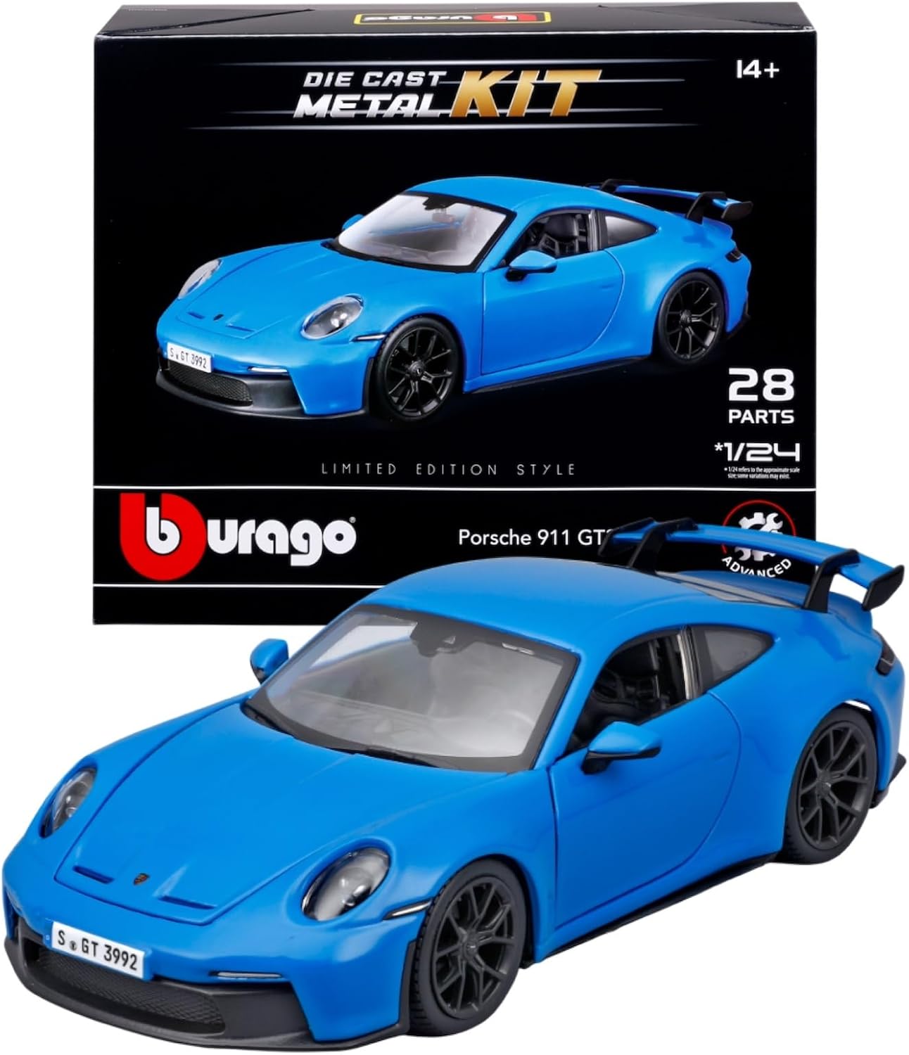 Bburago - Model Kit Porsche 911 GT3 Scale 1:24, Car Kit with 28 Pieces, Detailed to Assemble, Porsche Licence, Age 14+