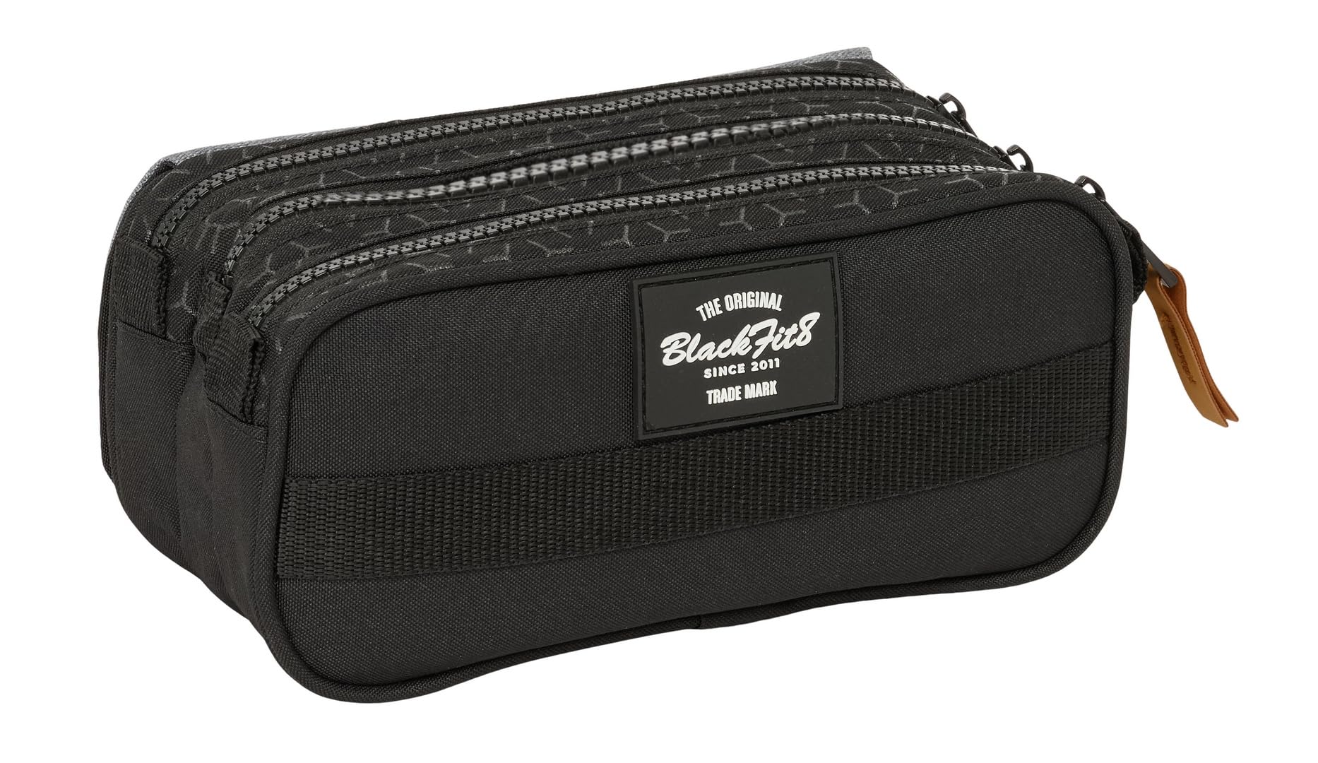 BLACKFIT8 OLD SCHOOL, Triple Big Recycled Pencil Case, Children's Pencil Case - Image 2
