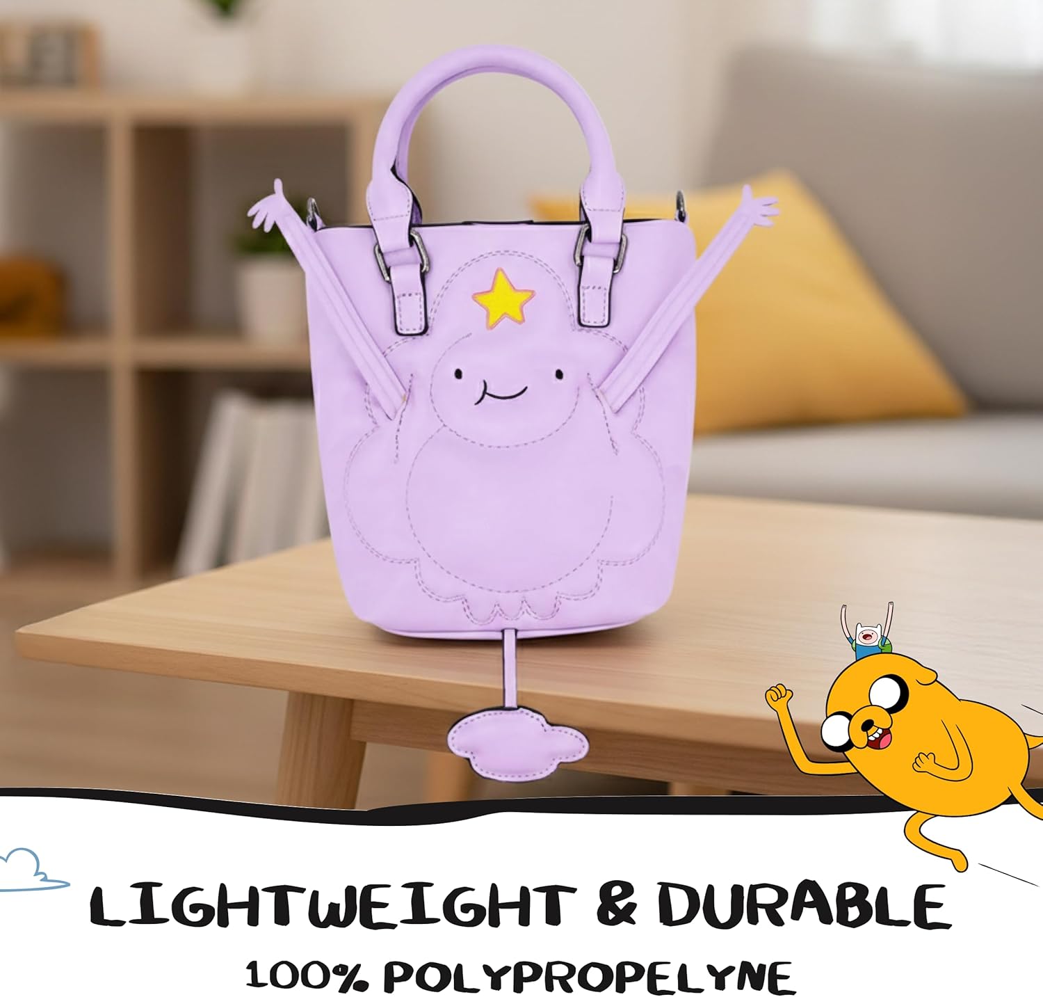 Adventure Time Tote Bag, Lumpy Space Princess Mini Travel Handbag with Adjustable Crossbody Shoulder Strap, Purple