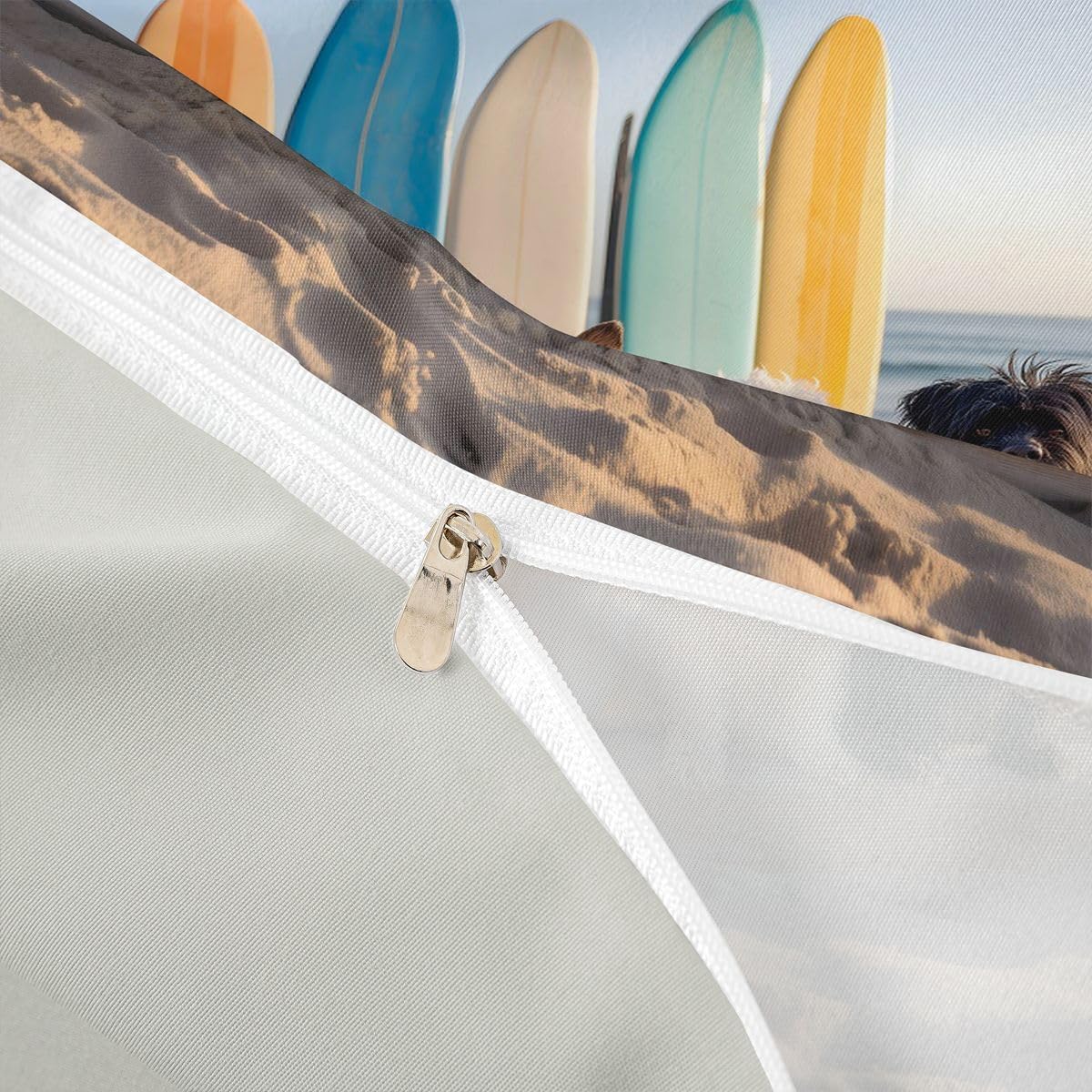 Erosebridal Kawaii Beach Dog Bedding Set Full Coastal Colorful Surfboard Duvet Cover Surf Pet Lovers Room Decor Comforter Cover,Summer Beach Sports Bed Set