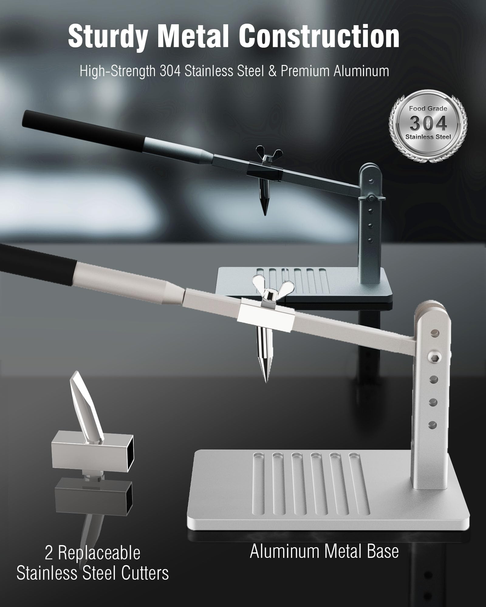 Herramienta de desmontaje de ostras de acero inoxidable con cuchillo y soportes