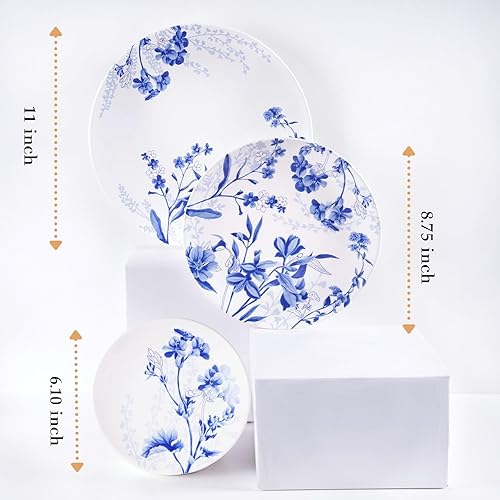 Miniatura 7 de Sonemone Ink Flower - Juego de 6 platos de postre pequeños de 6 pulgadas, para pasteles, aperitivos, helado, guarniciones, cerámica, microondas y