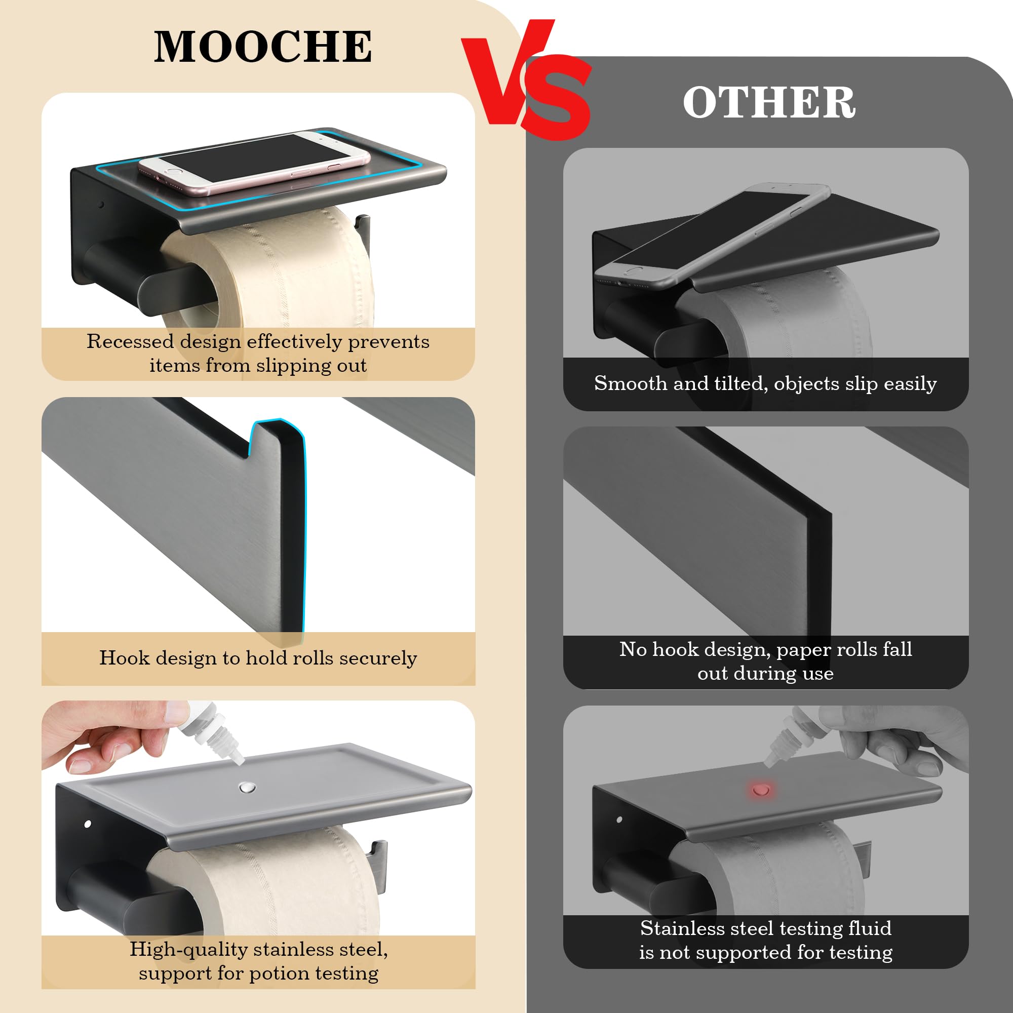 Mooche Uchwyt na papier toaletowy z półką