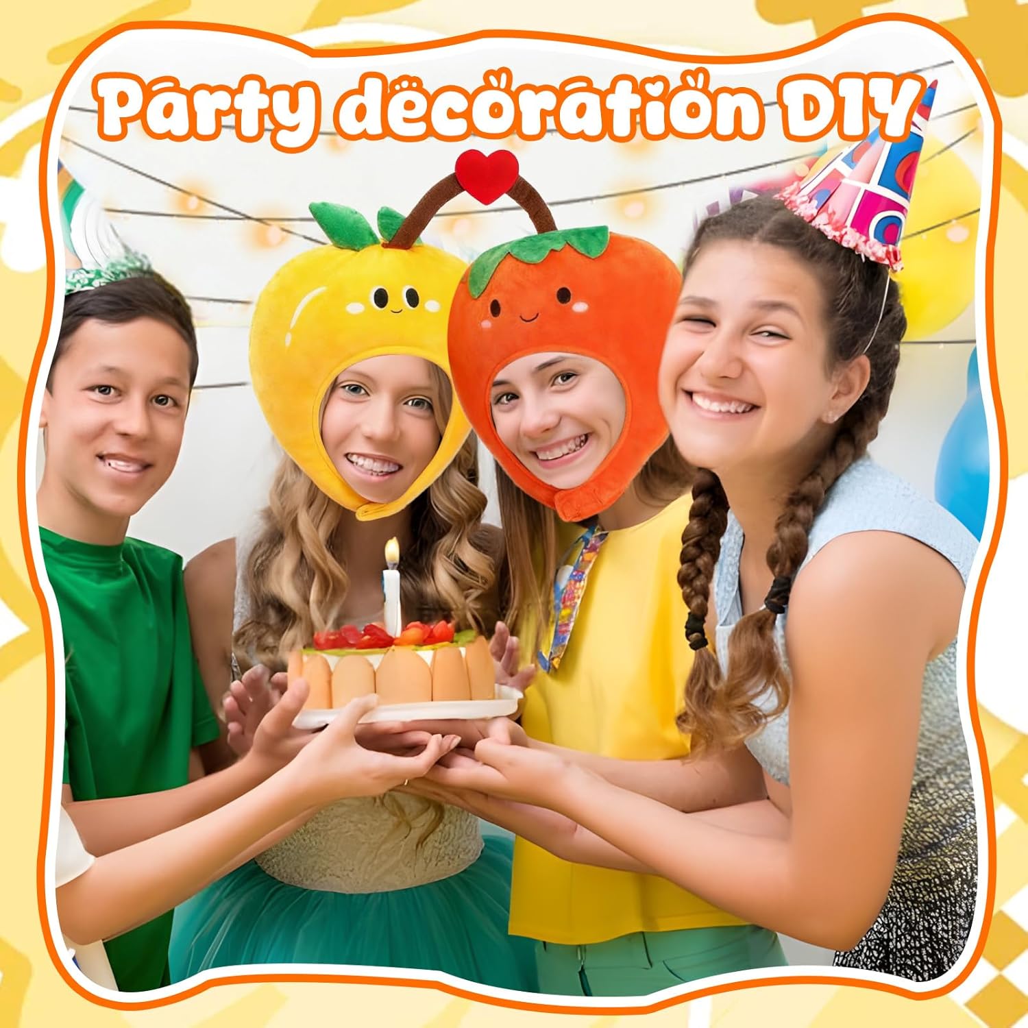 Cherry Hat Red Apple Costume Orange Headgear Fruit Hat Crazy Funny Hats for Party Dress Up - Image 4