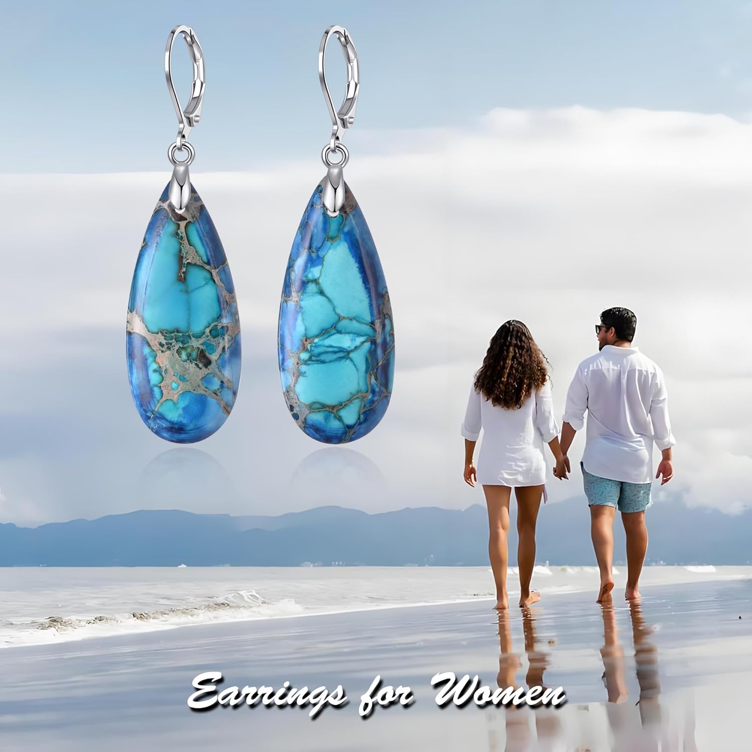 Green/Red/Blue/Colourful Stone Dangle Earrings for Women Teardrop Leverback Earrings