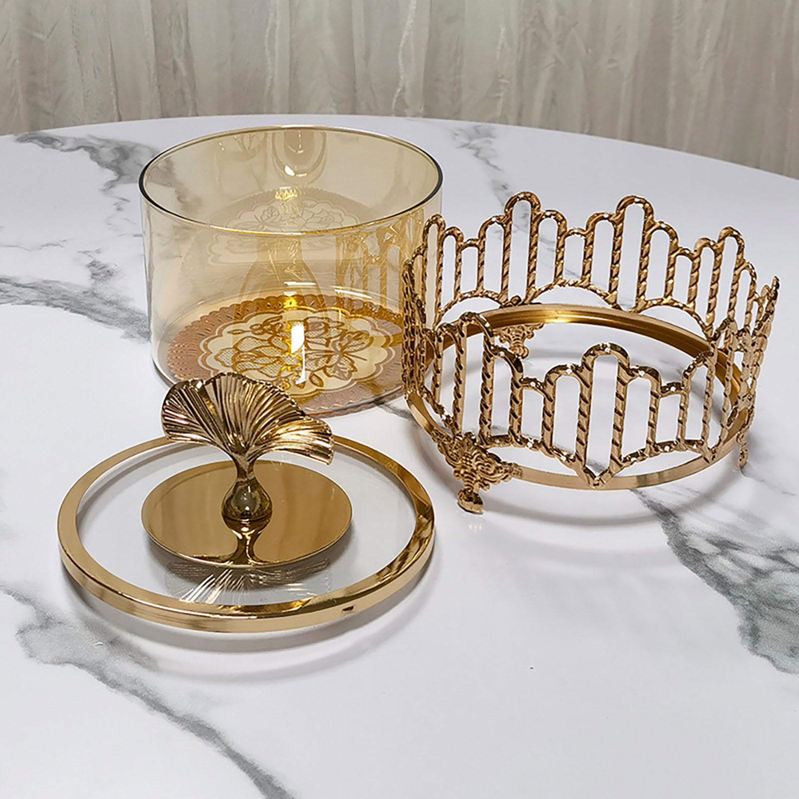 Barattolo per biscotti europeo, barattolo per caramelle con coperchio, adatto per matrimoni, decorazione casa, cucina, bar, oro (3 pezzi)