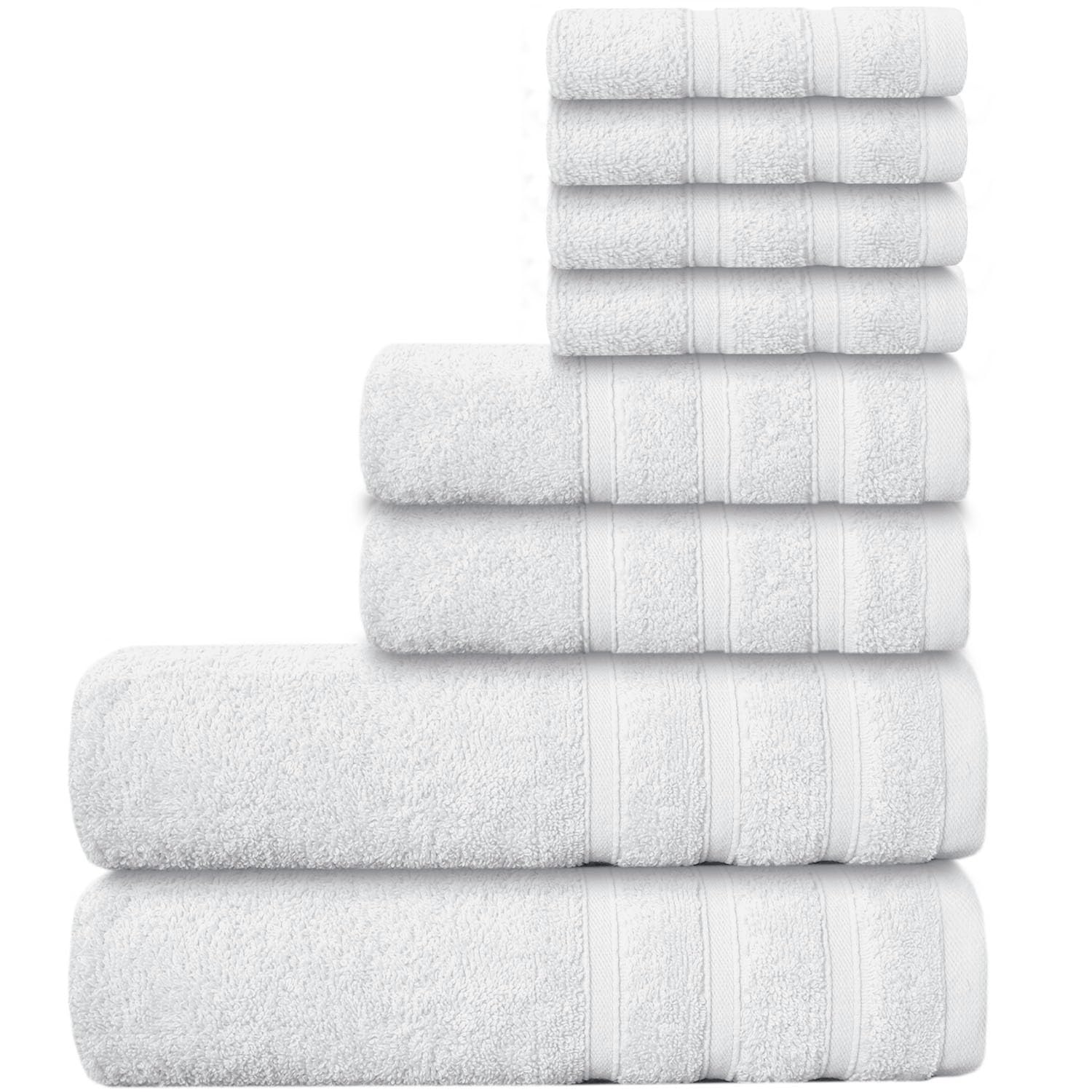Casabella Luxury 100% Egyptian Cotton Towel Bale - 8 Pieces - 550 Gsm Xlarge Sizes_White_8 Pieces Set