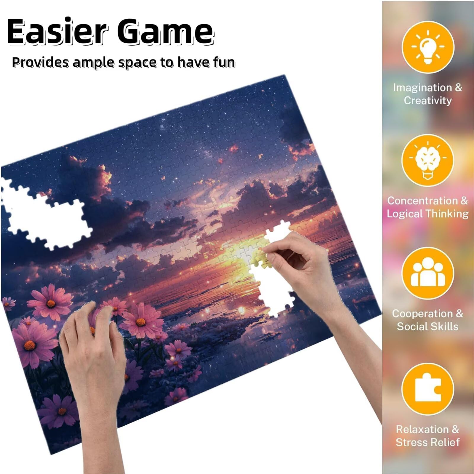 Puzzle dla dorosłych, 3000 sztuk, trudne drewniane puzzle, gra, gra logiczna, gra ręczna rodzinna, kreatywna rozrywka, prezent 81 x 122 cm kwiat zachód słońca K0F-298